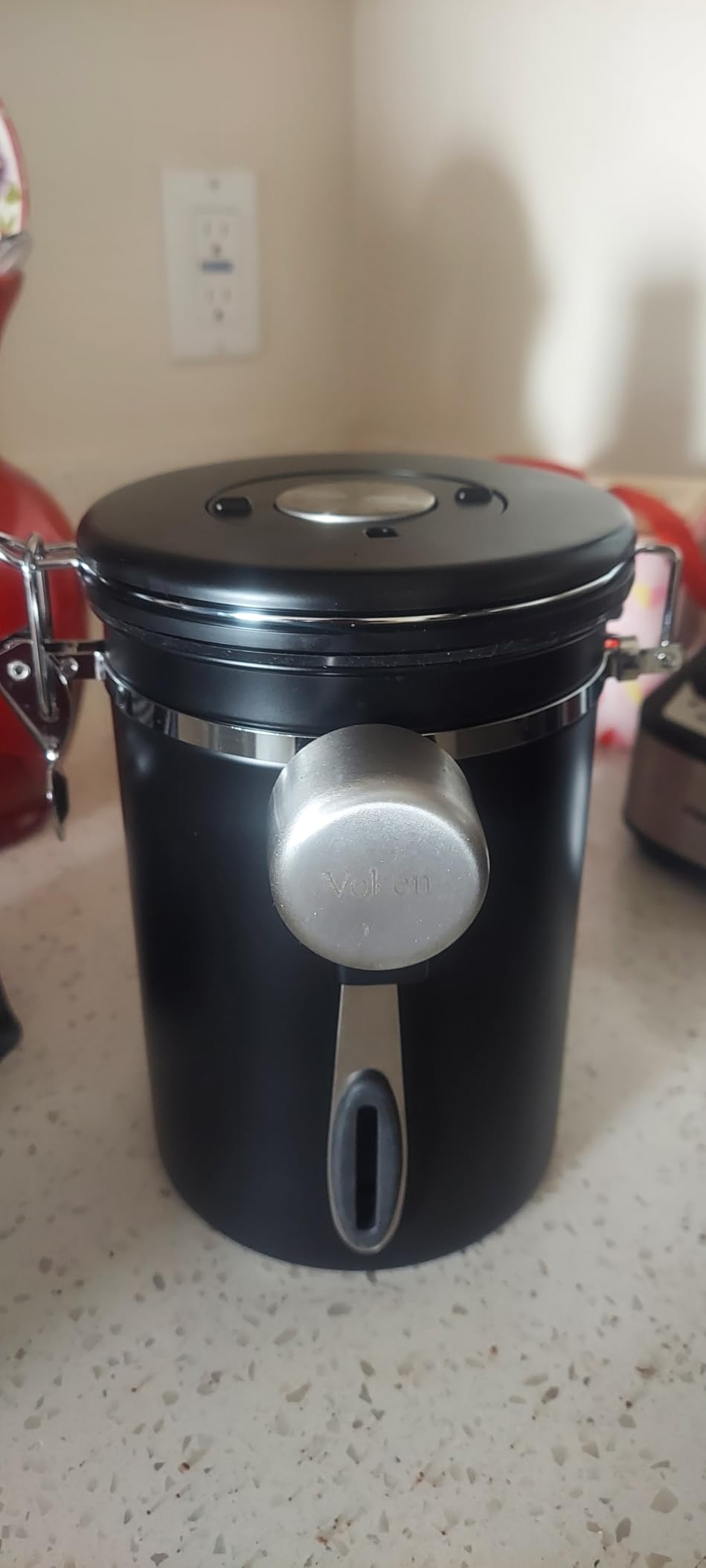 Veken Coffee Canister with Window,Airtight Stainless Steel Pantry Container,Home Kitchen Food Storage Organizers for Ground,Beans,Espresso,Rice,Tea,Sugar,Cereal, Decor,Bar Accessories,Gifts,22OZ,Black customer photo 1