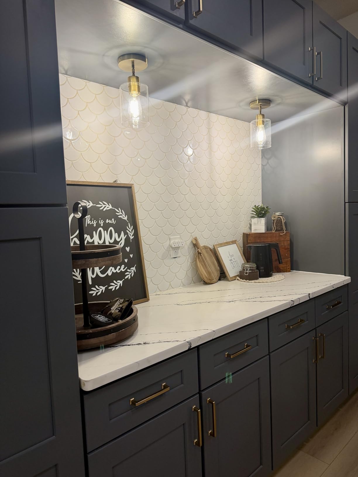 Brass Pendant Lights Kitchen Island - Gold Clear Glass Pendant Light Fixture Multiple Stems Rods 3 Units 12 Inch 3 Units 4 Inch (3 Pack Brass) customer photo 2