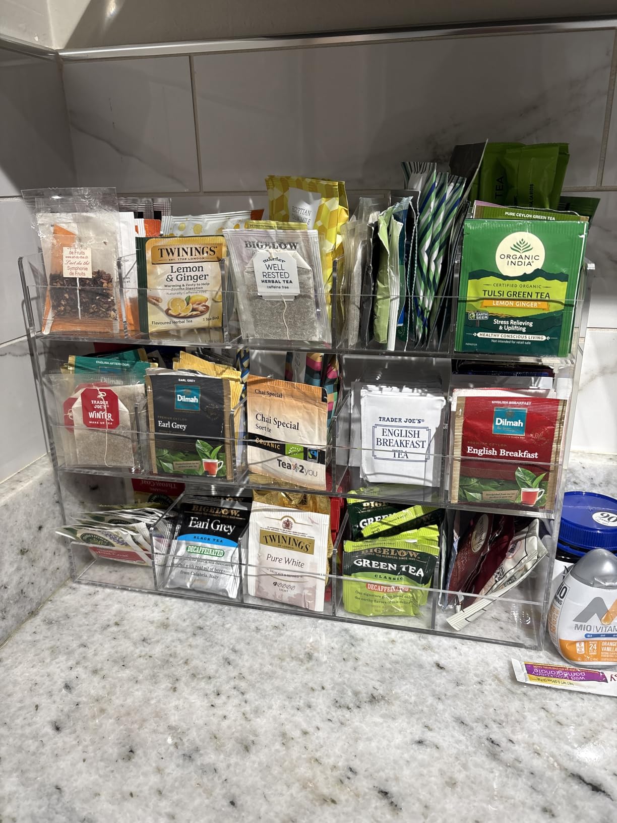 BEYGORM Acrylic Tea Bag Organizer for 216 Tea Packets, No Assembly Required, Display Holder for Countertop, Vertical Tea Bag Caddy for Cabinet, Tea bar Accessories, Teabags Storage Containers customer photo 1