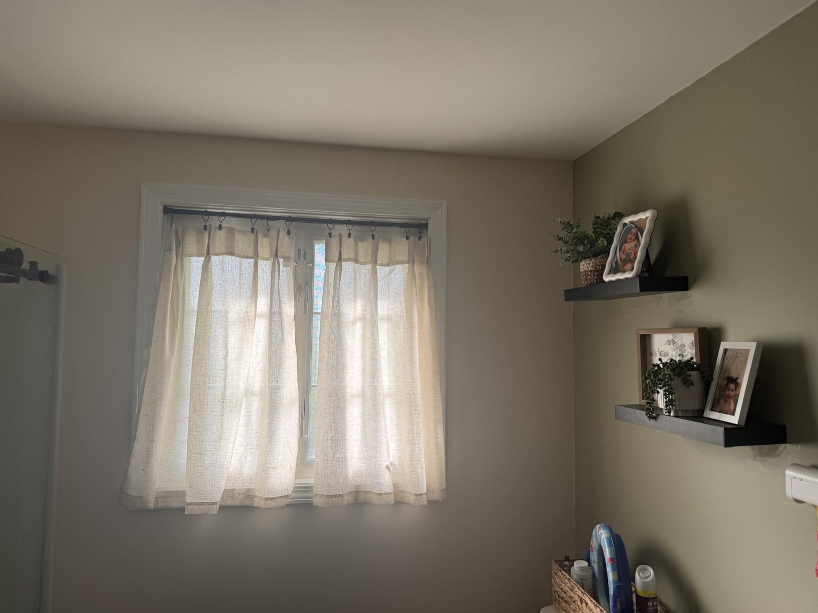 jinchan Linen Pinch Pleated Kitchen Curtains 36 Inch 2 Panels, Natural Linen Tier Curtains Back Tab Beige Farmhouse Cafe, Light Filtering Small Window Drapes for Bathroom Laundry Room Beige customer photo 1