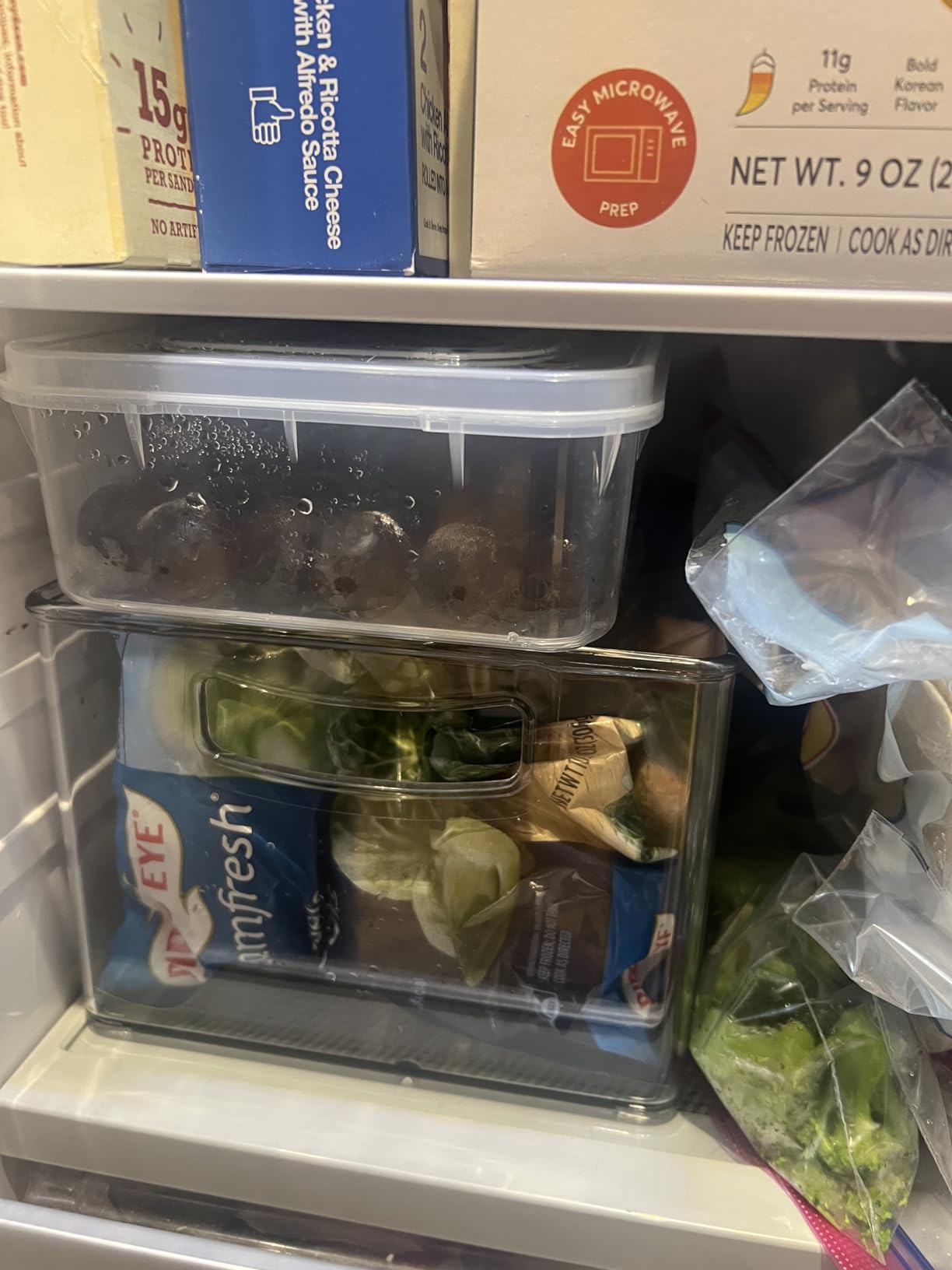 Heyuzb 8 PACK Freezer Organizer Bins Fridge Organizer Storage Stackable Deep Freezer Storage Bins with Side Handles Refrigerator Organizers and Storage Home Organization Must Haves customer photo 2