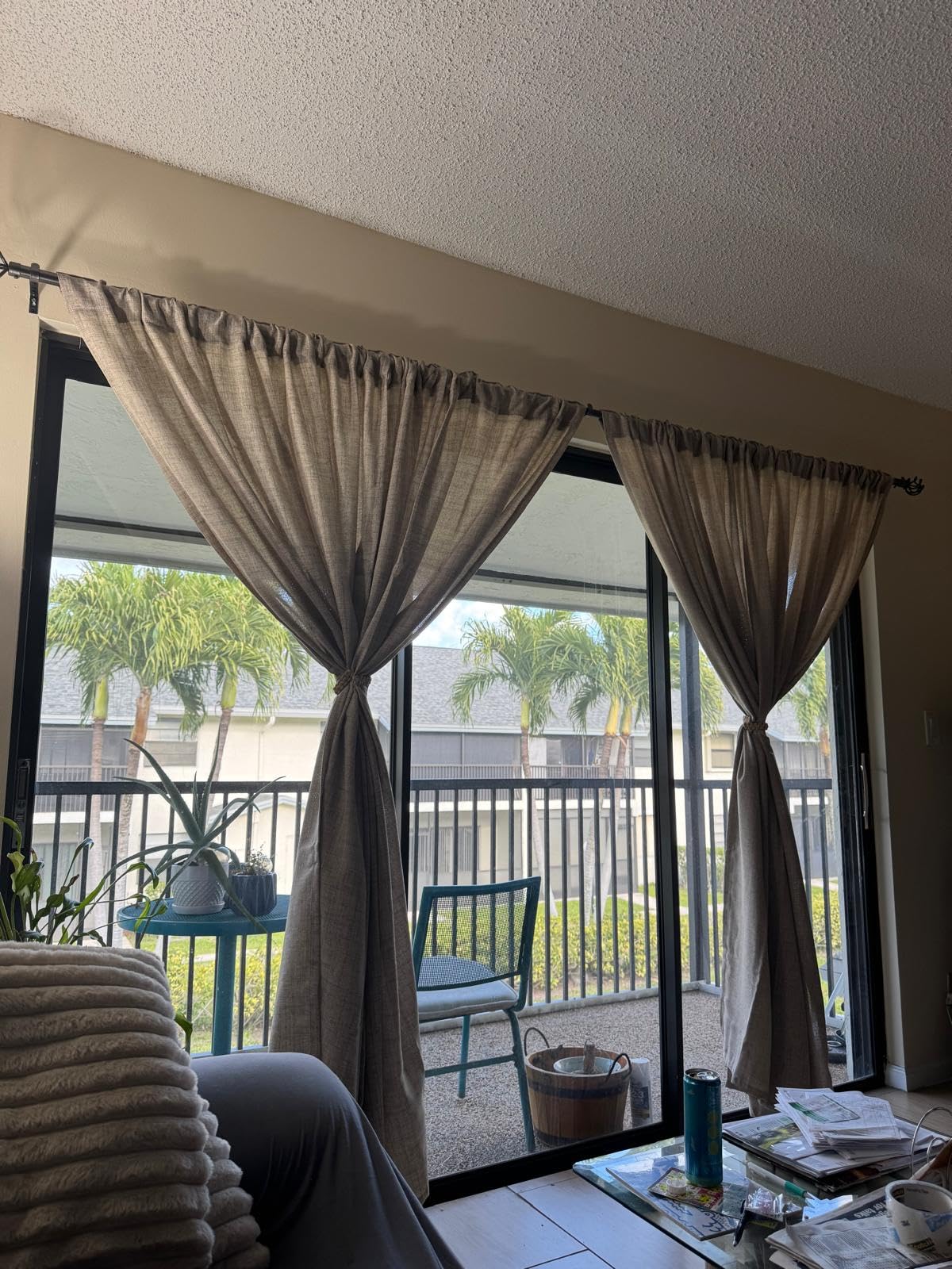 YoungsTex Short Linen Curtains 40 Inch Length for Kitchen Window Over Sink, Semi Sheer Cafe Drapes Light Filtering with Rod Pocket Back Tab for Bathroom, 42 X 40 Inch, 2 Panels customer photo 1