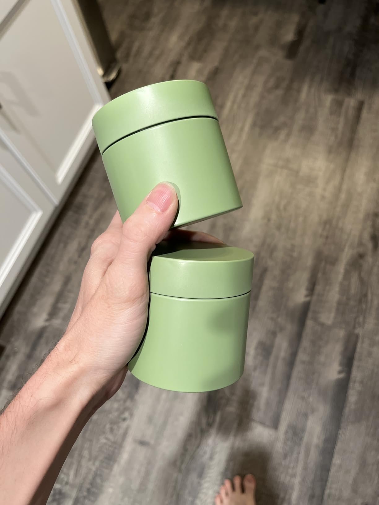 3 Packs Tea Tin Canister for Loose Tea Metal Tea Canister 9 oz 15 oz Round Tin Can for Coffee Beans Tea Container for Kitchen Storage Sugar Matcha Spice Powder (Mint Green, L_2.95x4.92) customer photo 2