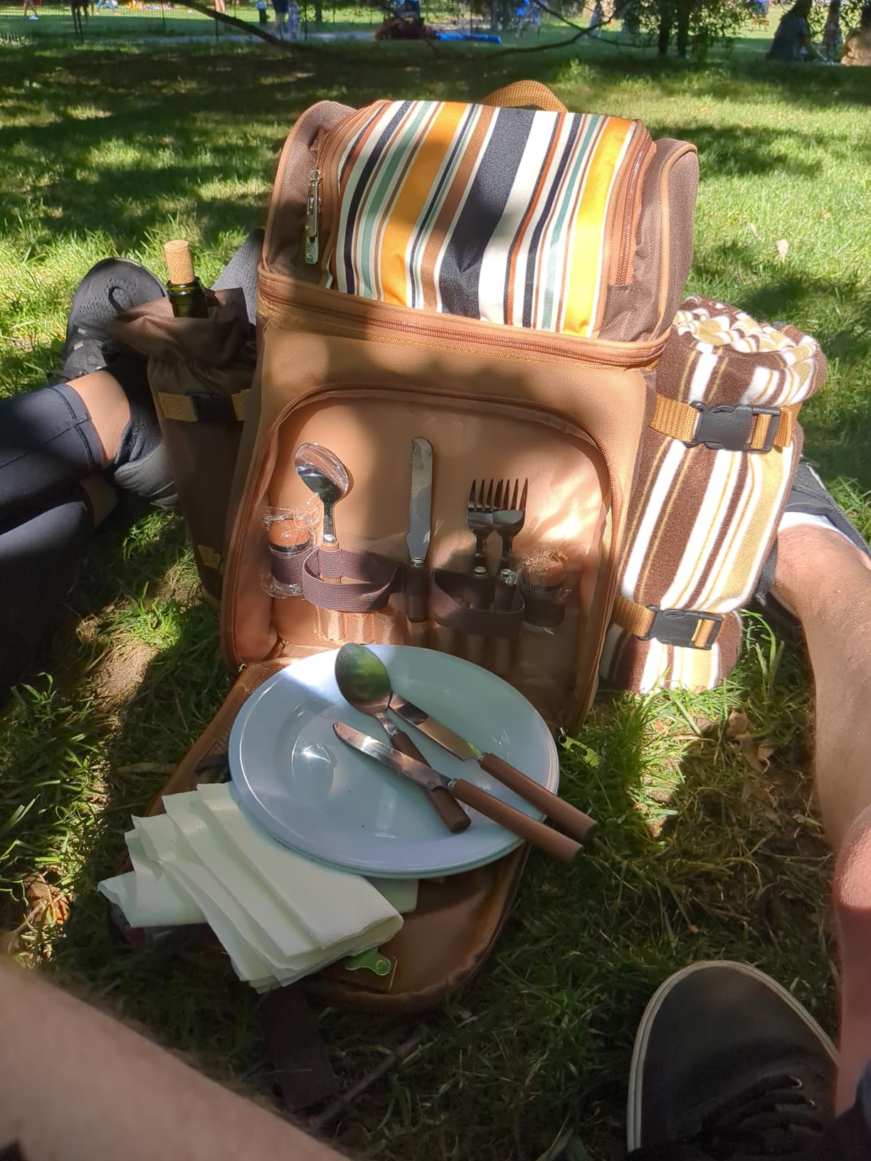 ALLCAMP Picnic Backpack - Insulated Cooler Bag with Compartment, Detachable Wine Glass Holder, Throw Blanket & Cutlery Set, 2 Person Picnic Set customer photo 1