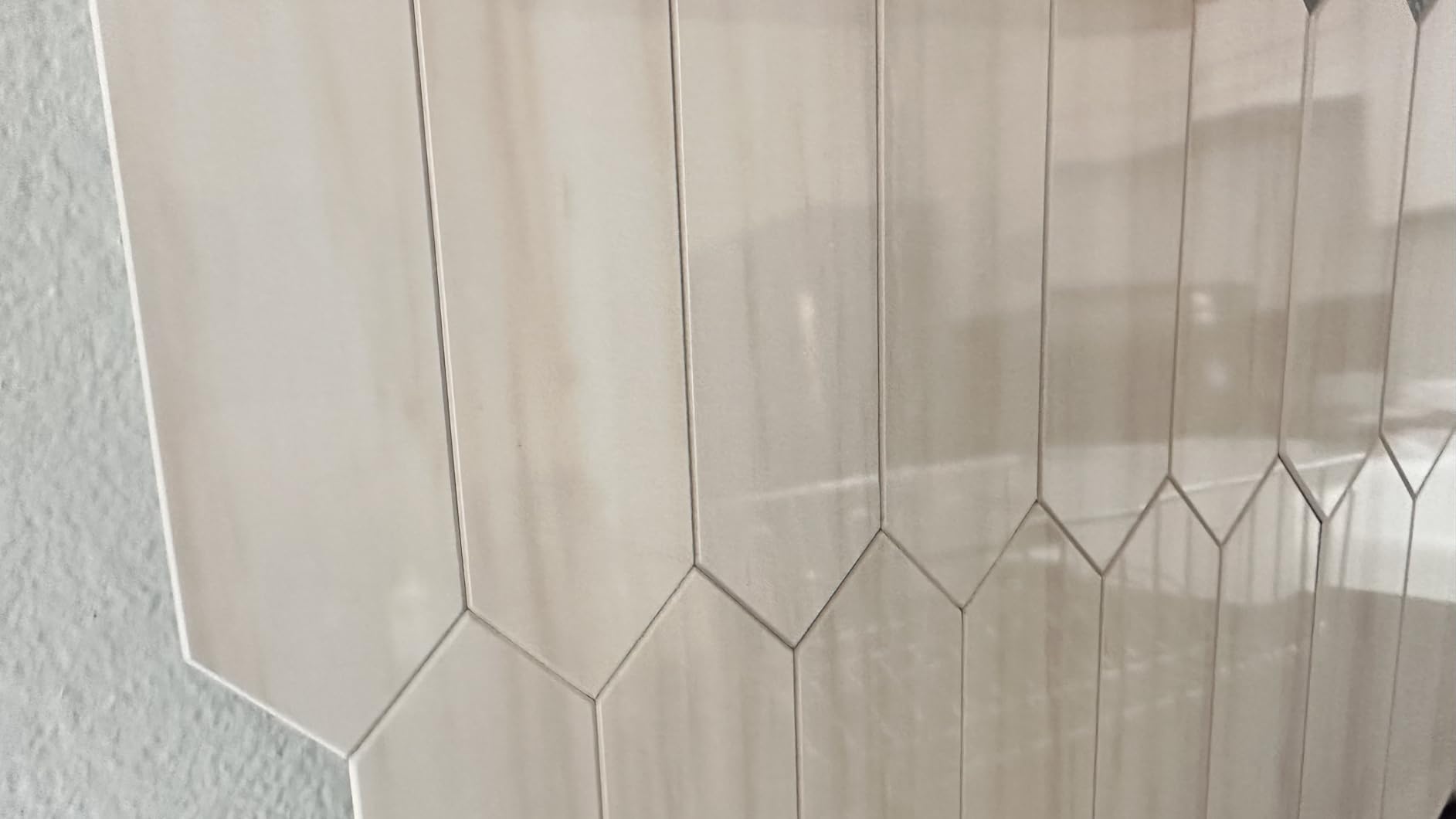 Vamos Tile Glossy Dolomite White Backsplash Tile Peel and Stick, 12.8 x 12.8 Inch 10 Sheets Long Hexagon PVC Self Adhesive Mosaic Wall Tiles Stick on Backsplash for Kitchen and Bathroom customer photo 1