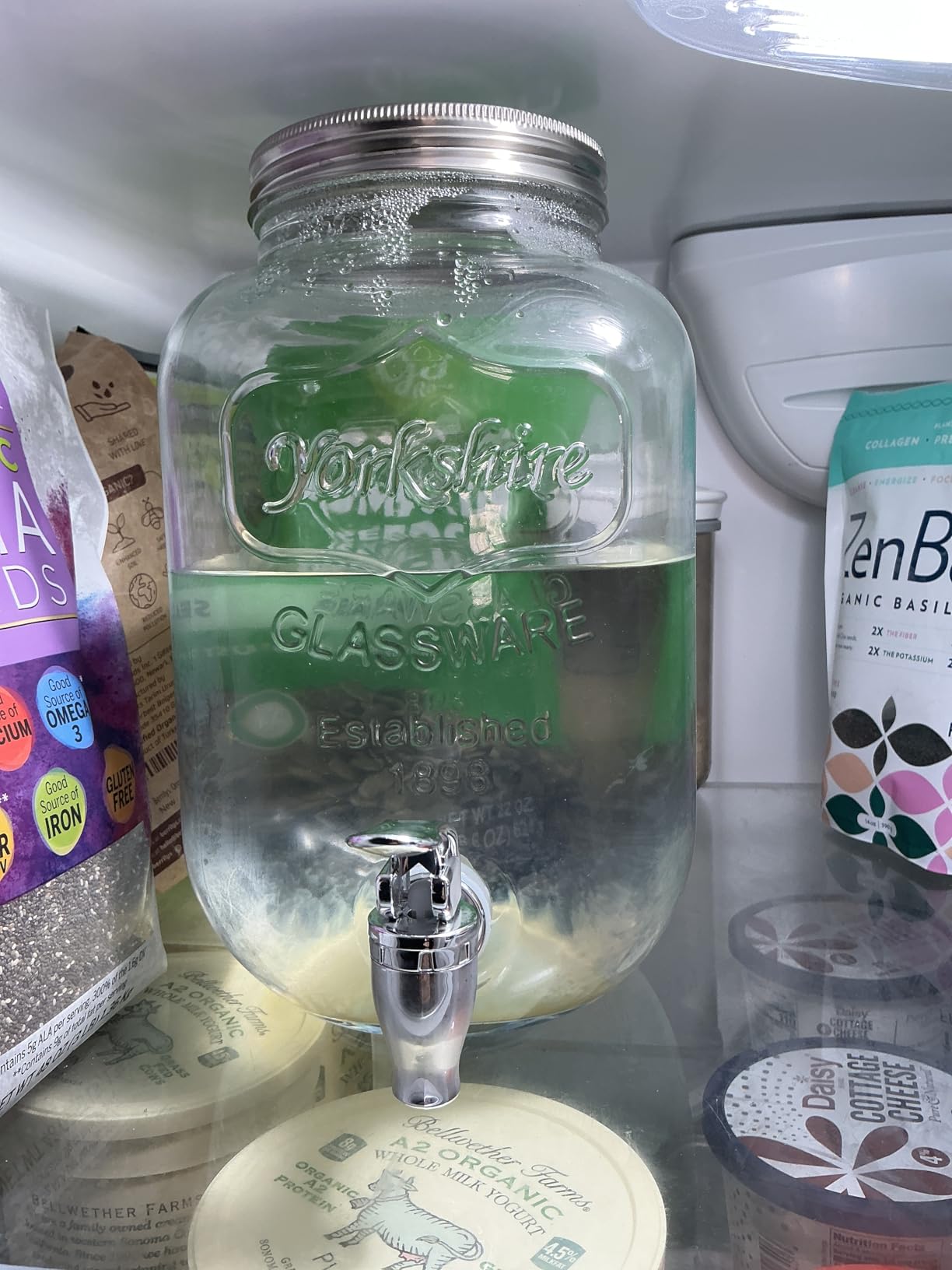 1 Gallon Glass Drink Dispensers For Parties-Set of 2,Drink Dispenser with Fruit Infuser & Stand customer photo 1