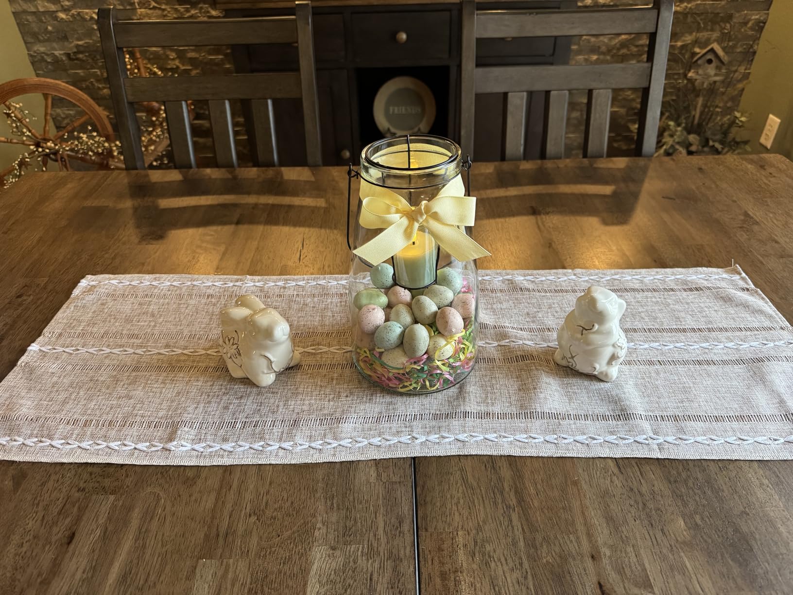 Artoid Mode Sage Green Rustic Cotton Linen Table Runner, Seasonal Embroidered Hollow Kitchen Dining Table Decoration for Home Party Decor 13x72 Inch customer photo 2