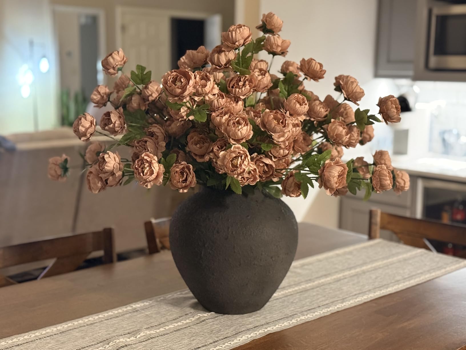 Artoid Mode Beige Rustic Cotton Linen Table Runner, Seasonal Embroidered Hollow Kitchen Dining Table Decoration for Home Party Decor 13x72 Inch customer photo 1