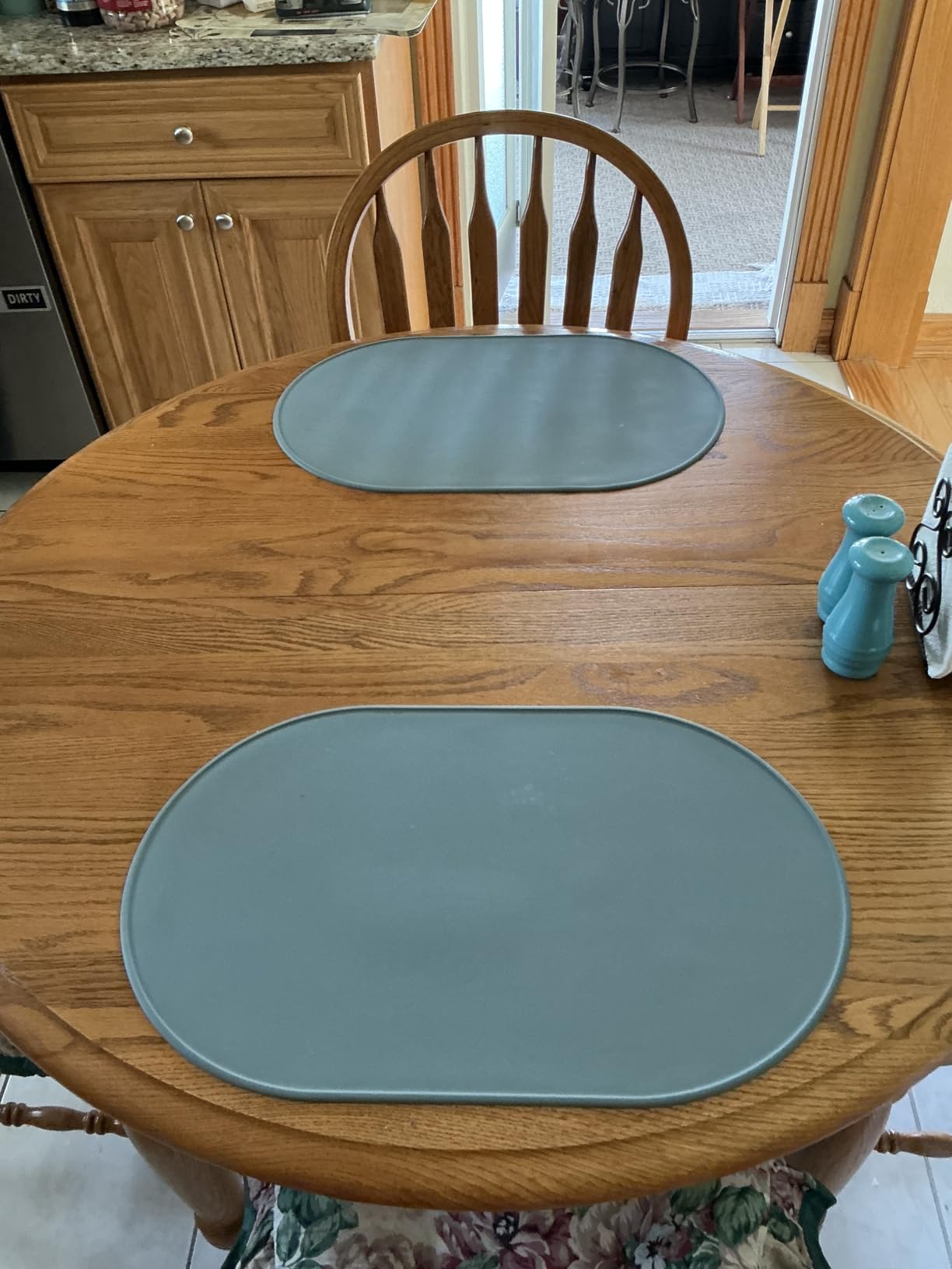 LINE+ARC Waterproof, Stain-Resistant, Heat-Safe Silicone Degrē Placemats (20.5x13, Set of 2 Sage) 3mm-High Rim Adults Babies Easy-to-Clean Washable Oval Modern Non-Slip Large Table Mats customer photo 1