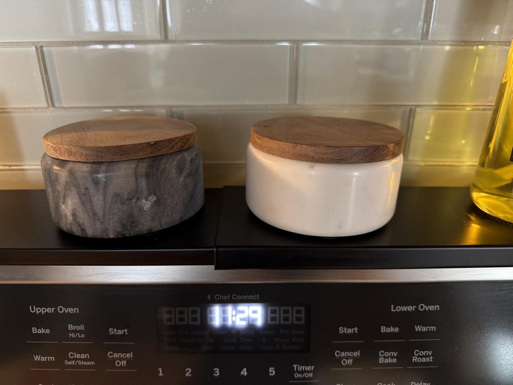 Cork & Mill Marble Salt and Pepper Bowls - Set of 2 Handcrafted White/Grey Solid Marble Salt and Pepper Cellars with Lids and Spoons - Elegant Containers for Countertop or Table customer photo 1