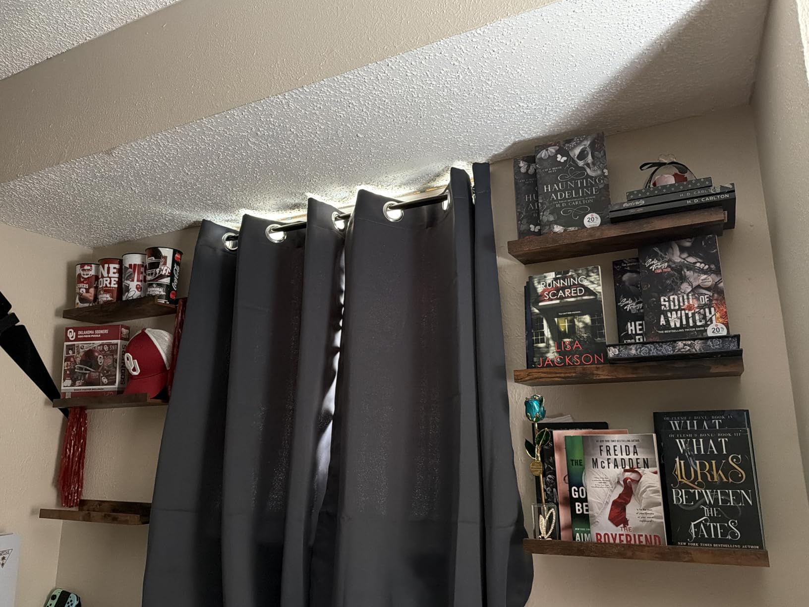 upsimples Floating Shelves for Wall, Wall Shelves for Decor Storage Set of 6, Wall Mounted Wood Shelf for Bedroom, Living Room, Bathroom, Kitchen, Picture Ledge Shelf, Brown customer photo 2