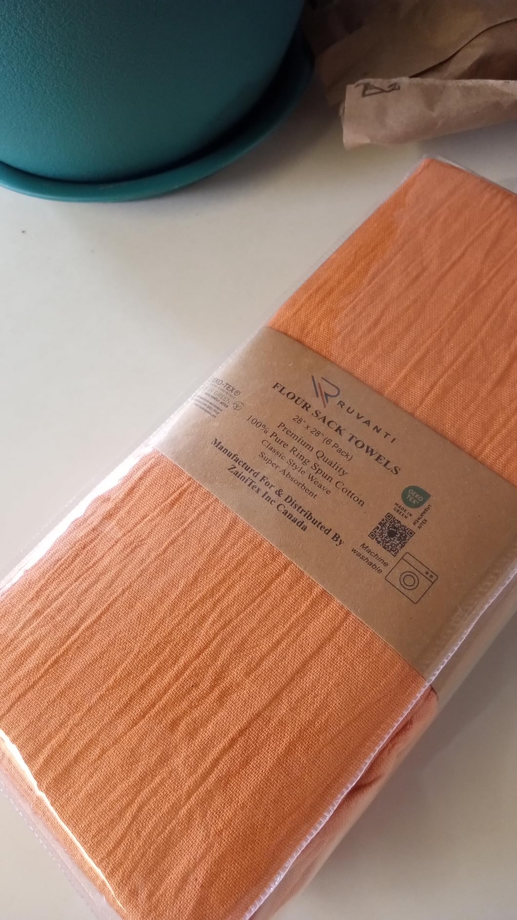 RUVANTI Flour Sack Towels 4 Pack 28x28 Inch, 100% Cotton Tea Towel, Reusable, Machine Washable, Absorbent BarTowels - Dish Cloth Perfect for Drying Dishes & Cleaning - White customer photo 1