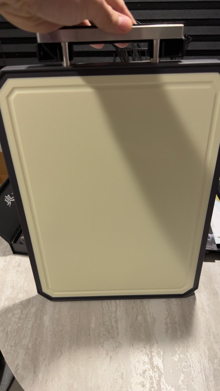 SNOWCLAD Stainless Steel Cutting Board,Double Sided Steel Bread Boards for kitchen,Stainless Steel/Wheat straw pp Large Board for meat,non toxic Chopping,16 * 11 Inch,Dishwasher Safe customer photo 1