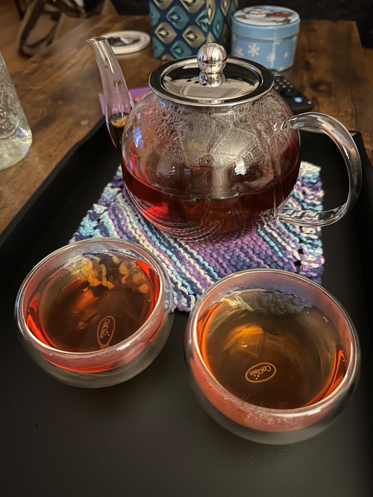 CNGLASS 900ml Glass Teapot with Removable Infuser,Clear Tea Kettle Stovetop Safe,Blooming and Loose Leaf Tea Maker customer photo 2