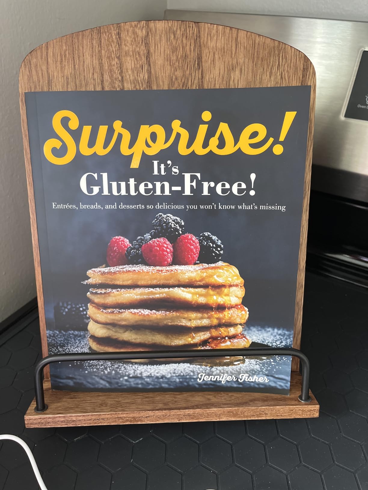 Beautiful Cookbook Stand for Your Kitchen Counter - Solid Wood Stand Easily Keeps Cook or Recipe Books Open for Convenient Cooking - Perfectly Fits Your iPad/Tablet and Enhances Any Kitchen Decor customer photo 2