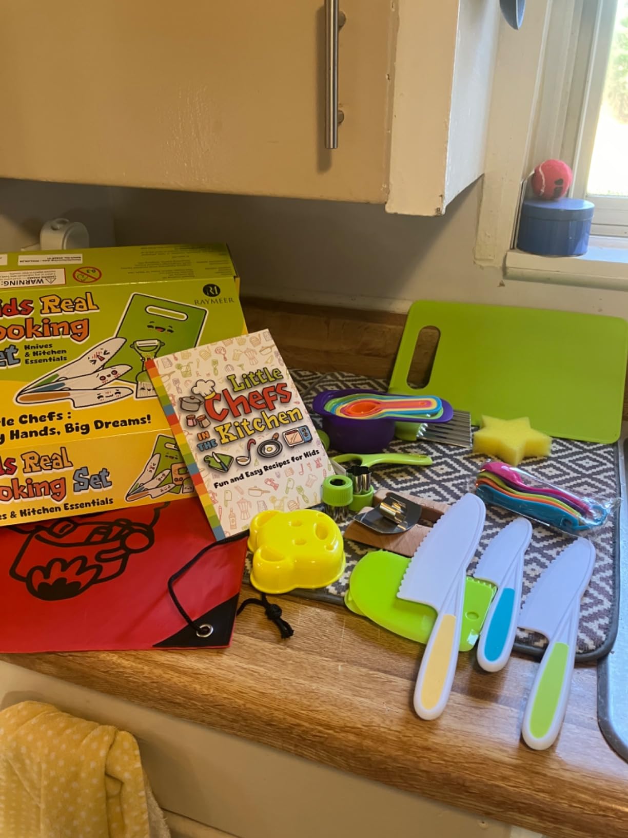 40-Pcs Kids Knife Set for Real Cooking, Toddler Cooking Set Montessori with Recipes Book, Toddler Kitchen Tools for Cooking, Kids Cooking Sets Real - Cutting Board and Knife Set customer photo 2