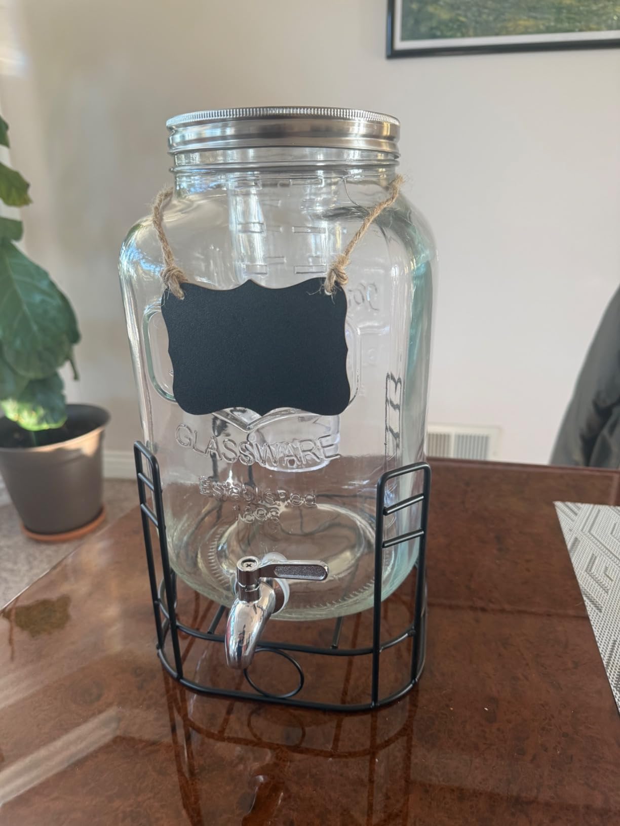 2 Gallon Drink Dispensers for Parties, 2 Pack Glass Beverage Dispenser with Stand & 18/8 Stainless Steel Spigot customer photo 2