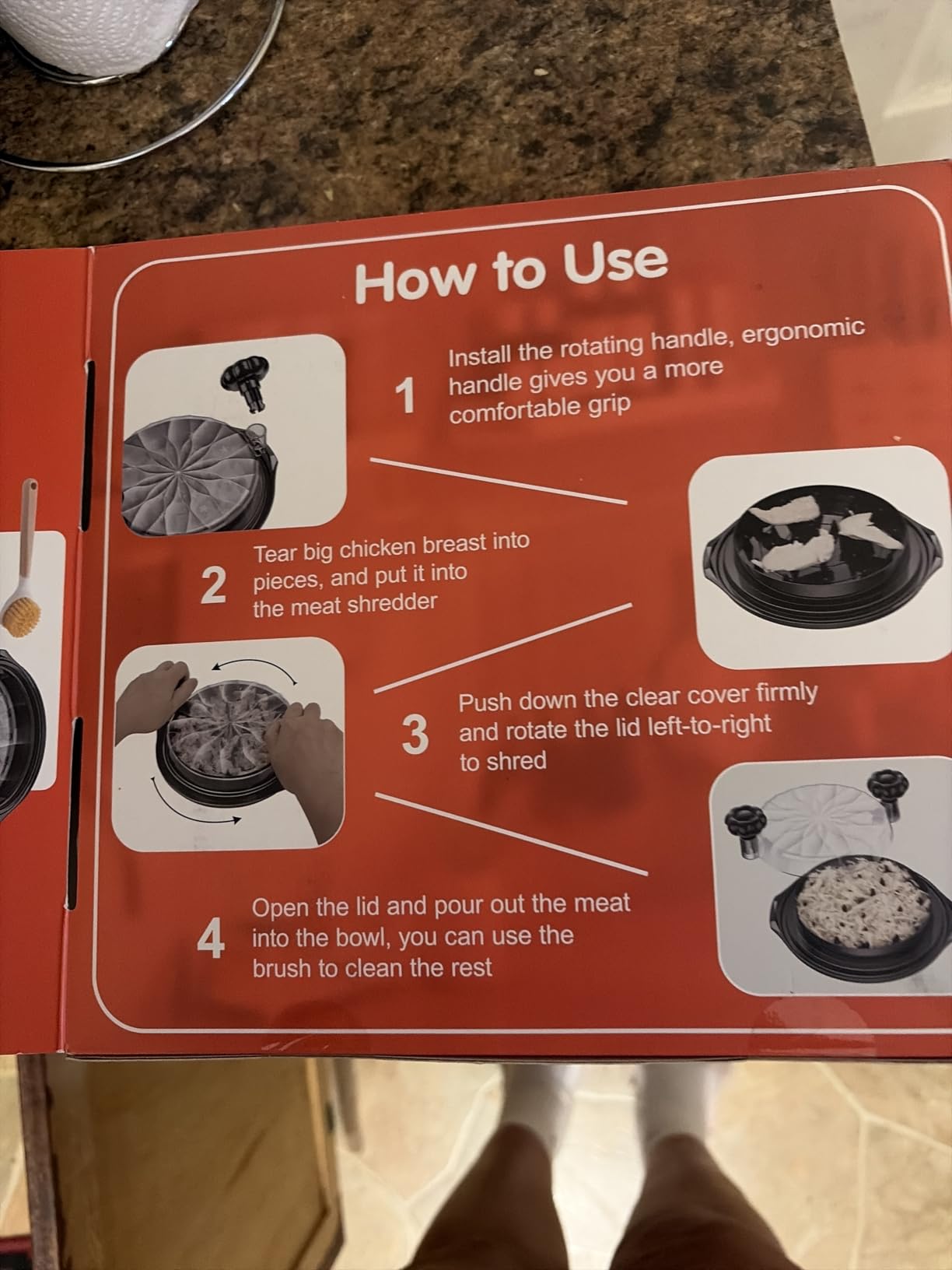 Chicken Shredder Tool Twist Large - 10'' Pro Meat Shredders for Chicken Breast,Visible Kitchen Gadgets Grinder Machine with Brush,Strong Anti-Slip Strip,Ergonomic Handle,BPA Free (Black) customer photo 1