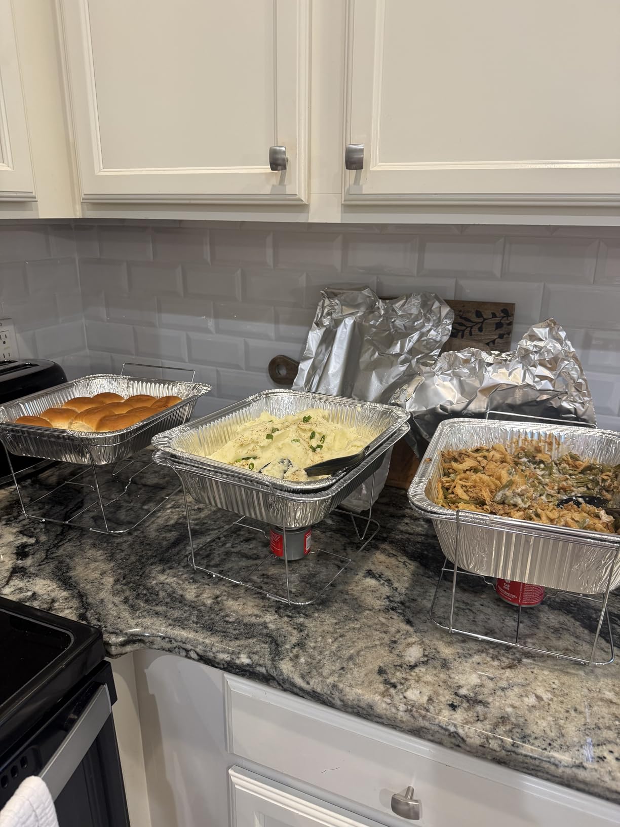 Alpha Living 6 Pack - Disposable Chafing Dish Buffet Set, Half Size Pans, Welded Body Food Warmers for Parties, Fuel Cans Complete Set, Warming Trays customer photo 1