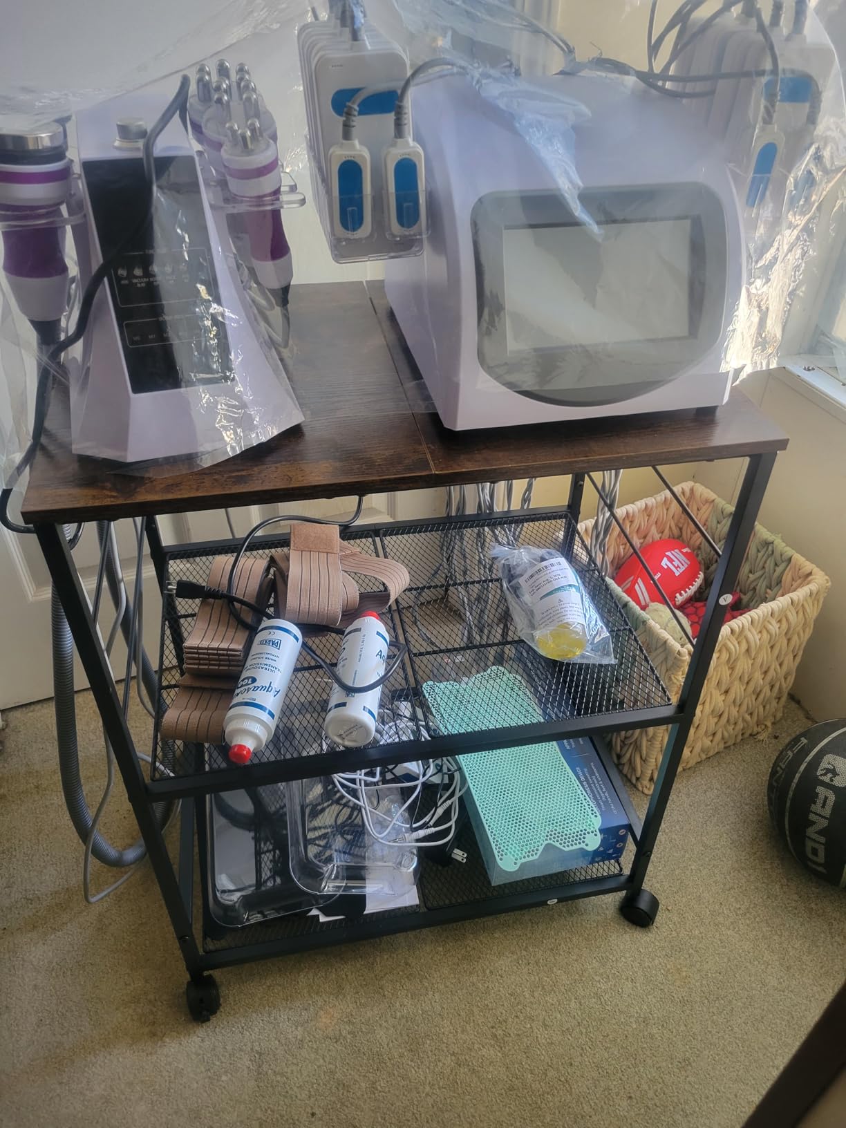 ThreeHio Rolling Kitchen Microwave Cart, 3 Tier Microwave Table Stand with Storage, Kitchen Utility Cart on Lockable Wheels, Small Coffee Cart Shelf Rack Organizer for Living Room Office, Balcony customer photo 1