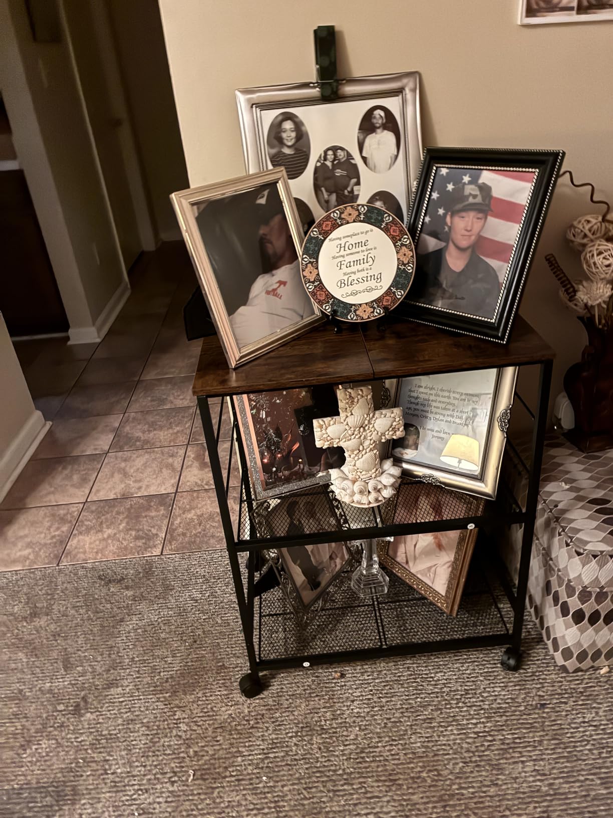 ThreeHio Rolling Kitchen Microwave Cart, 3 Tier Microwave Table Stand with Storage, Kitchen Utility Cart on Lockable Wheels, Small Coffee Cart Shelf Rack Organizer for Living Room Office, Balcony customer photo 2