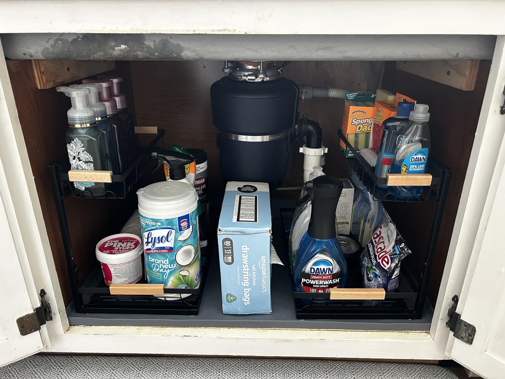 Sevenblue 2 Packs Under Sink Organizer, Height Adjustable 2 Tier Under Kitchen Sink Organizer, Multi-Purpose Storage Shelf for Kitchen Bathroom Cabinet (Black, Large) customer photo 2