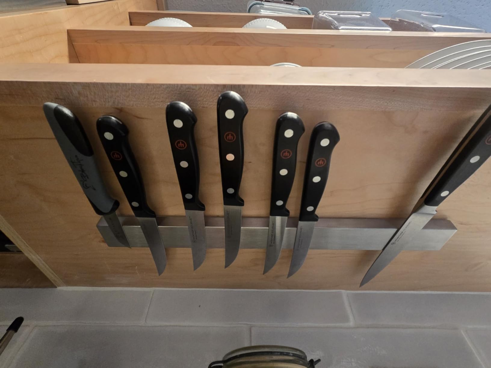 8 Inch Magnetic Knife Holder for Wall No Drill - Upgraded Stainless Steel Magnetic Knife Strip with 3M Type, Magnet Knife Strip Bar Rack for Kitchen Utensil & Tool Storage, Art Supply Essentials customer photo 2