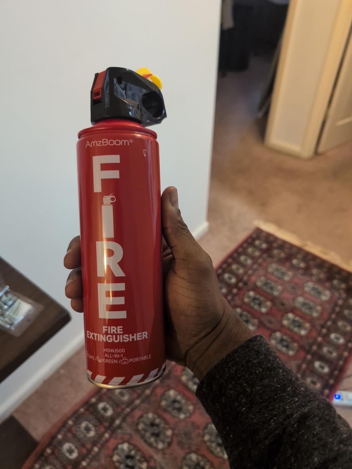 AmzBoom 2-Pack Fire Extinguisher for Home, Kitchen, Car, and Grill with Mounting Bracket- Extinguishing Spray, Compact A, B, C, K - Eco-Friendly, Prevents Reignition. customer photo 2