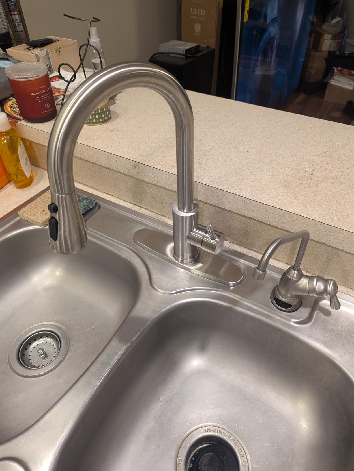 FORIOUS Black Touchless Kitchen Faucet with Soap Dispenser, Hands-Free, Smart Motion Sensor, Contemporary Bar Sink Faucet with Pull Down Sprayer for Farmhouse RV Camper customer photo 2