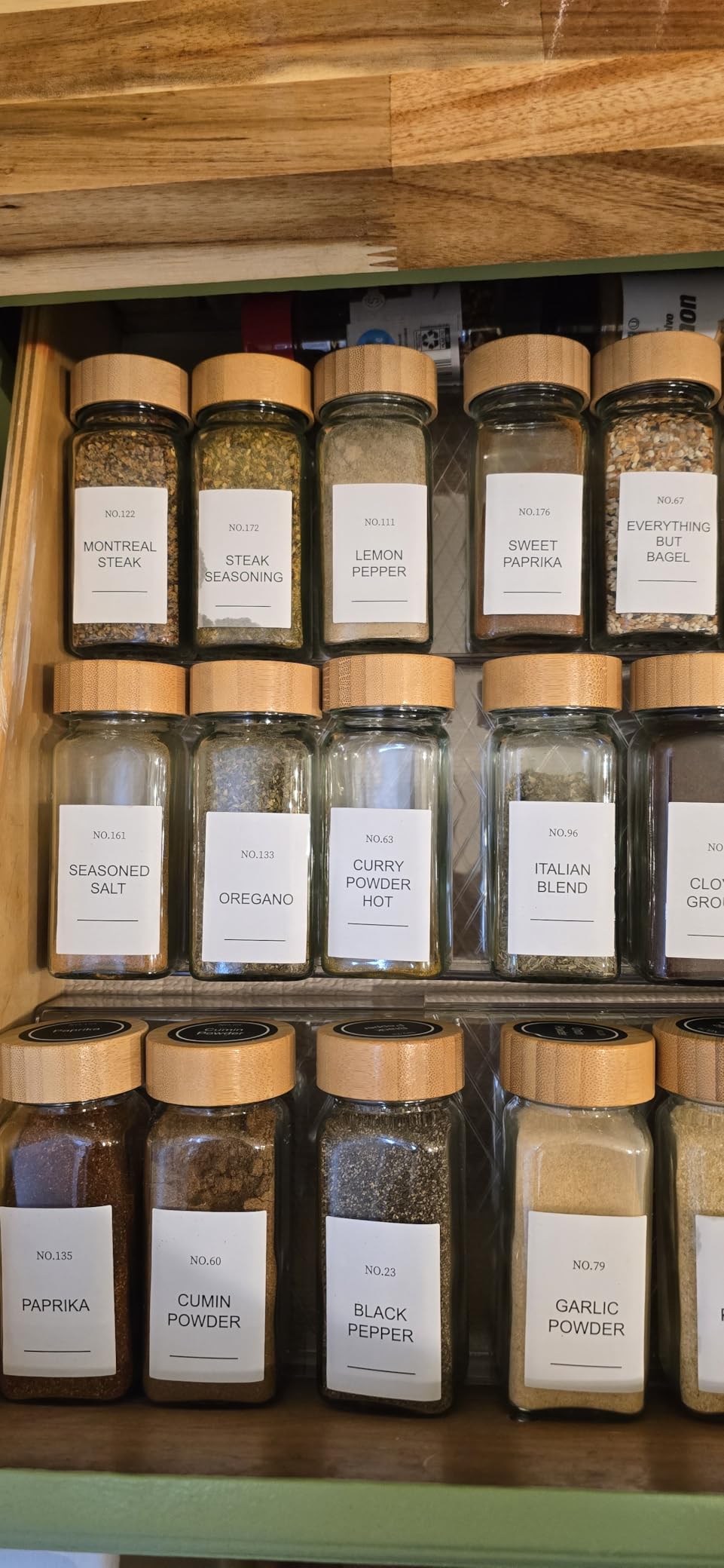 PanPanPal Spice Drawer Organizer, 8 Pack Clear Seasoning Organizer Rack, Expandable From 11