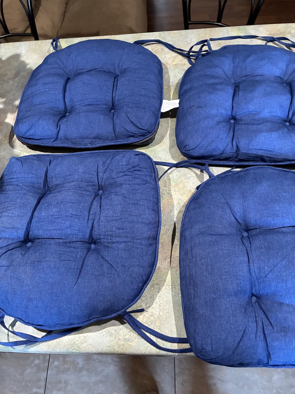 IASEAHK Chair Cushions for Dining Chairs, Seat Cushions for Kitchen Chairs, Indoor Seat Cushions with Ties, Tufted Foam Chair Pads, Non Slip Chair Cushions Set of 4, 15.5