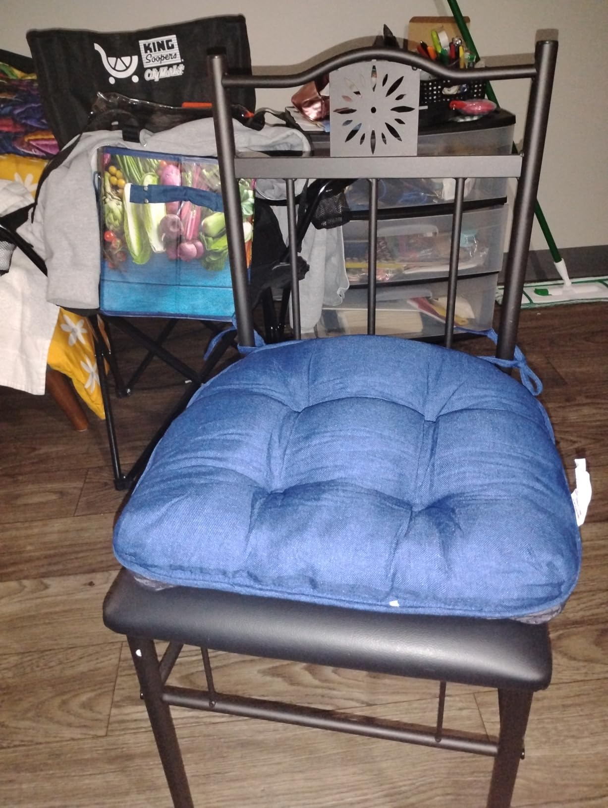 IASEAHK Chair Cushions for Dining Chairs, Seat Cushions for Kitchen Chairs, Indoor Seat Cushions with Ties, Tufted Foam Chair Pads, Non Slip Chair Cushions Set of 4, 15.5