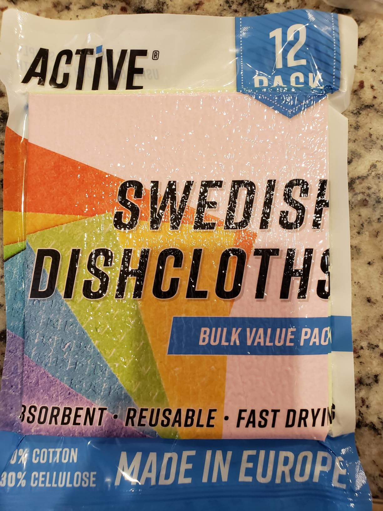 ACTIVE Swedish Dish Cloths for Kitchen 12 Pack Cellulose Sponge Cloth, Washable Dishcloths for Washing Dishes, Original European Dish Towels, Absorbent Reusable Paper Towels - Multicolor Assorted customer photo 2