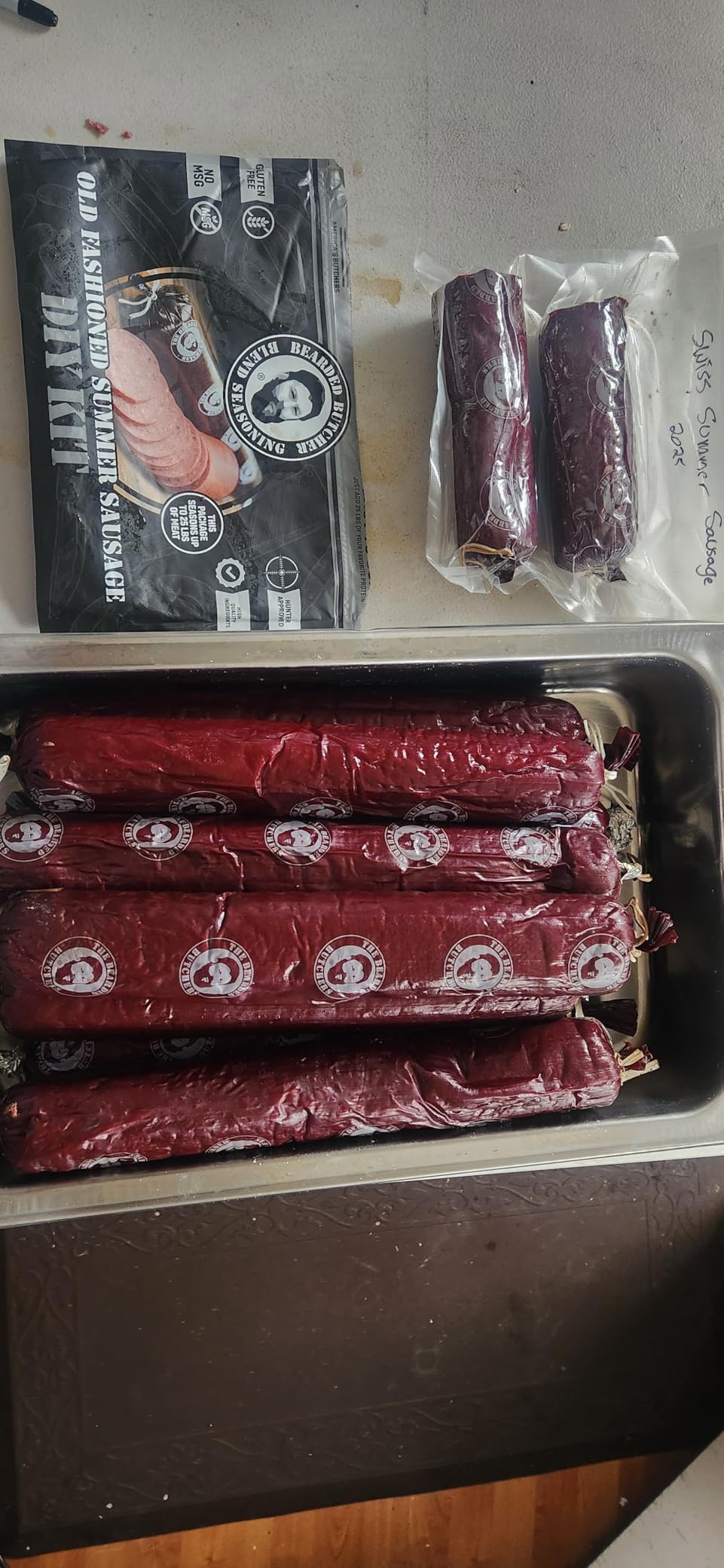 Bearded Butchers Old Fashioned Summer Sausage DIY Kit - Seasons Up to 25 lbs of Meat | Includes Salt & Pepper, Curing Salt, Garlic, Citric Acid, and Inedible Fibrous Casings customer photo 2
