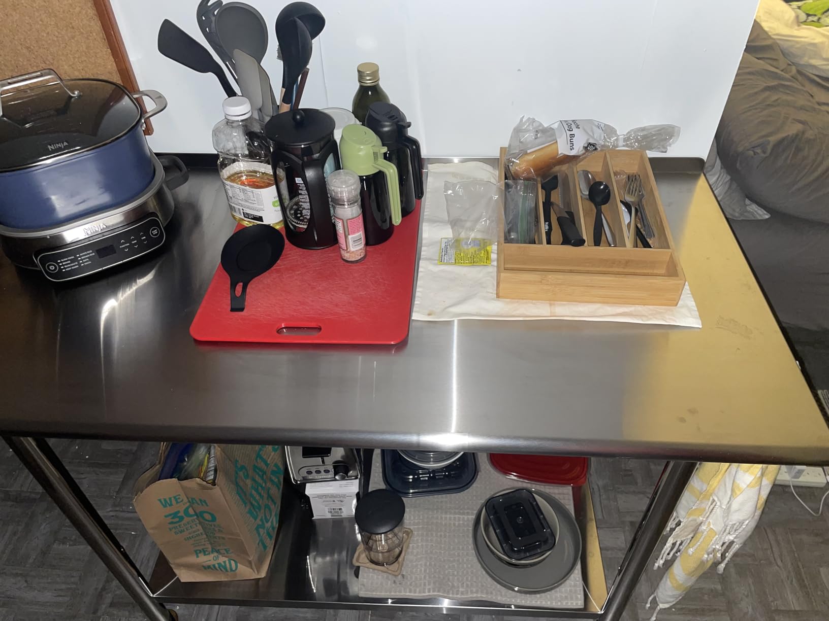 Atelicf All-Stainless Steel Prep Table, 24 X 48 Inch, with Rounded-Corner Backsplash and Adjustable Undershelf, Heavy-Duty for Outdoor Use, Restaurants, Hotels, Workshops, Kitchens, Gardens, and Garages customer photo 2