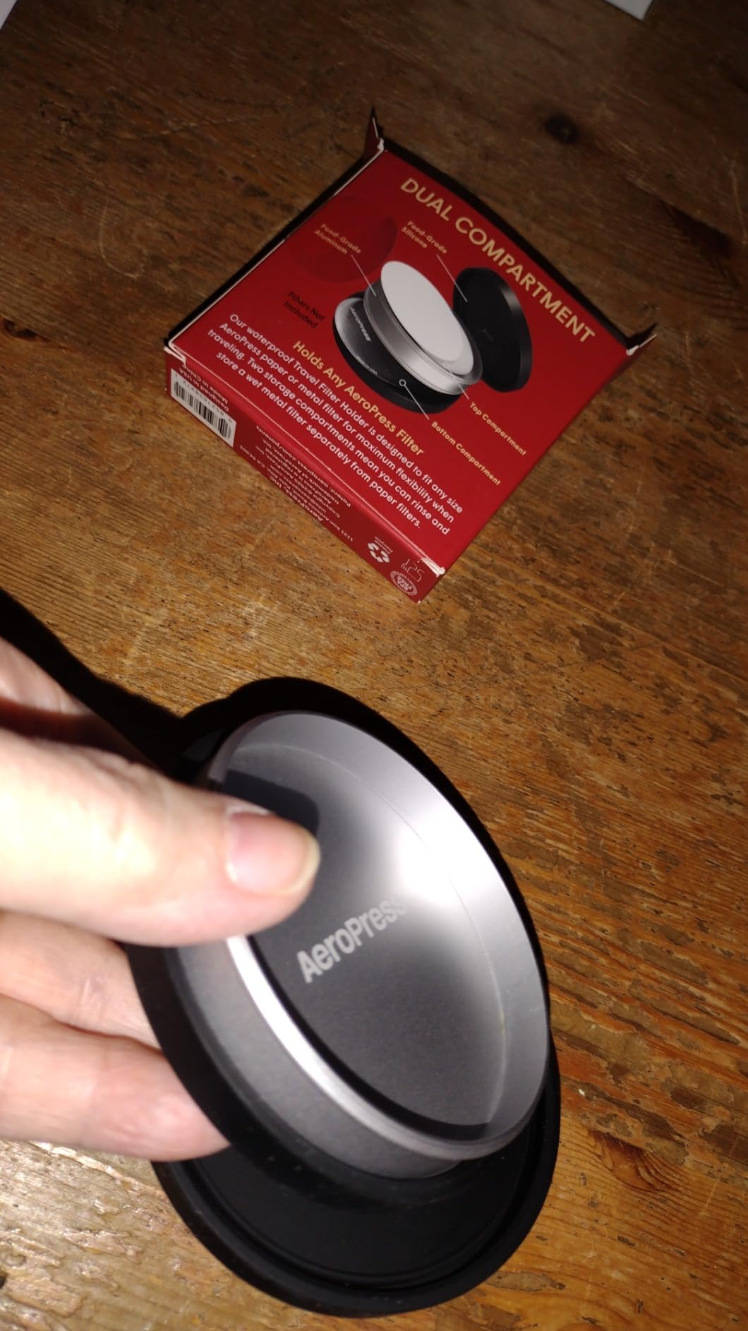 AeroPress Travel Coffee Filter Holder, Dual-Compartment Coffee Filter Case for AeroPress Standard and XL Filters, Waterproof Aluminum Storage for Paper and Metal Filters, Compact & Durable for Travel customer photo 1