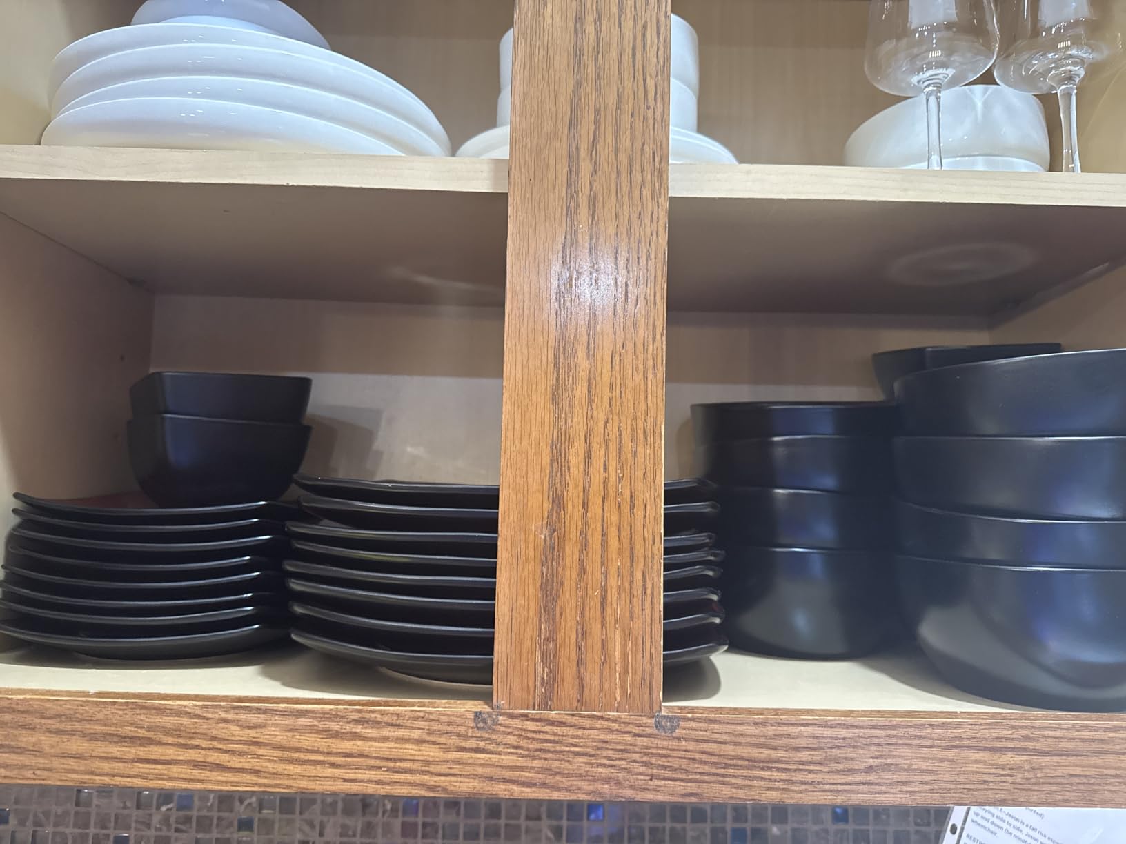 Gibson Elite Pasco 16 Piece (Service for 4) Plates and Bowls Double Bowl Reactive Glaze Dishes Stoneware Ceramic Dinnerware Set - Black customer photo 2