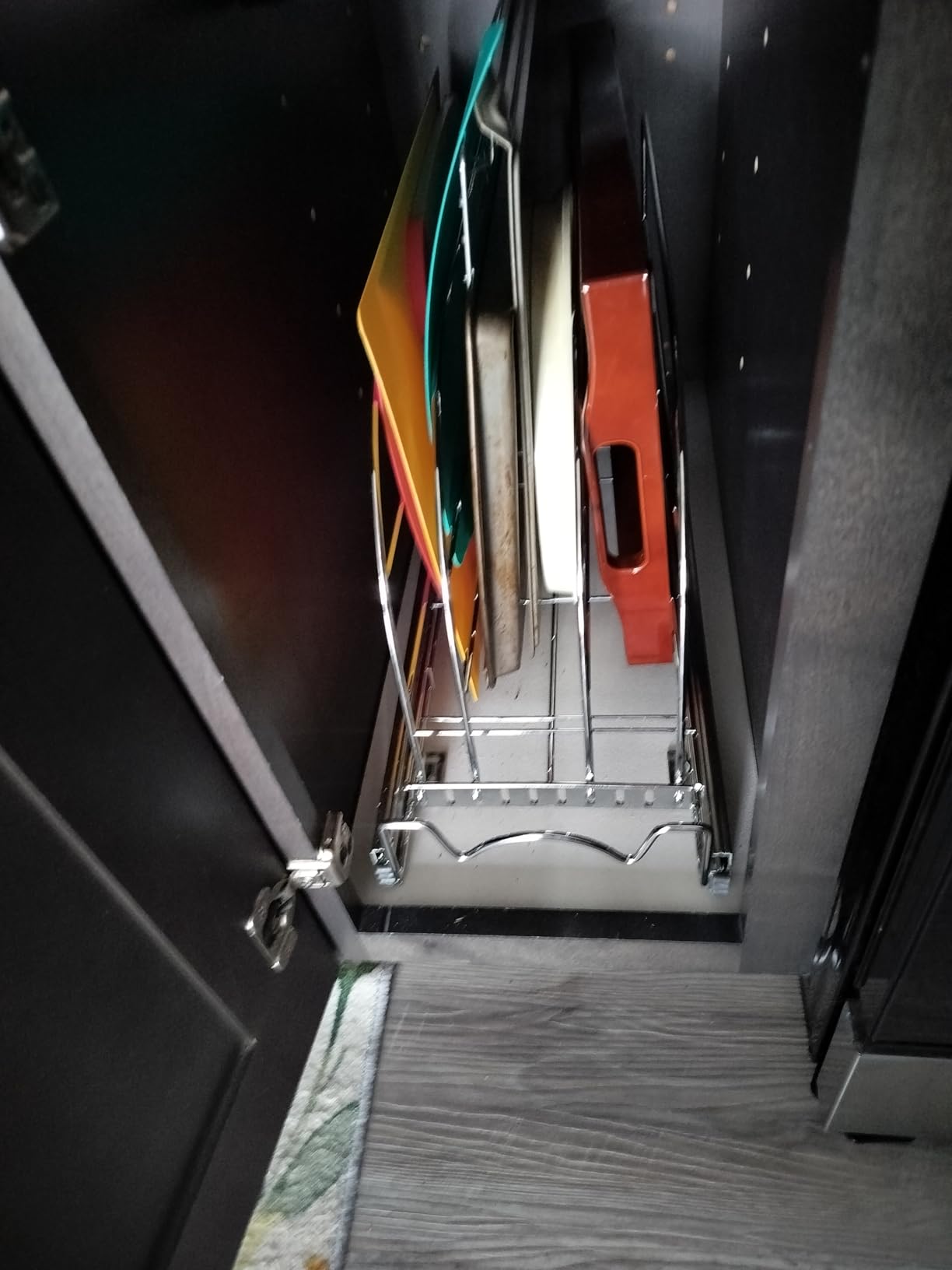 Pull Out Cabinet Organizer for Cutting Board, Cookie Sheet, Baking Sheet, Stainless Steel Sliding Rack for Bakeware and Trays, Heavy-Duty Cutting Board Organizer customer photo 2