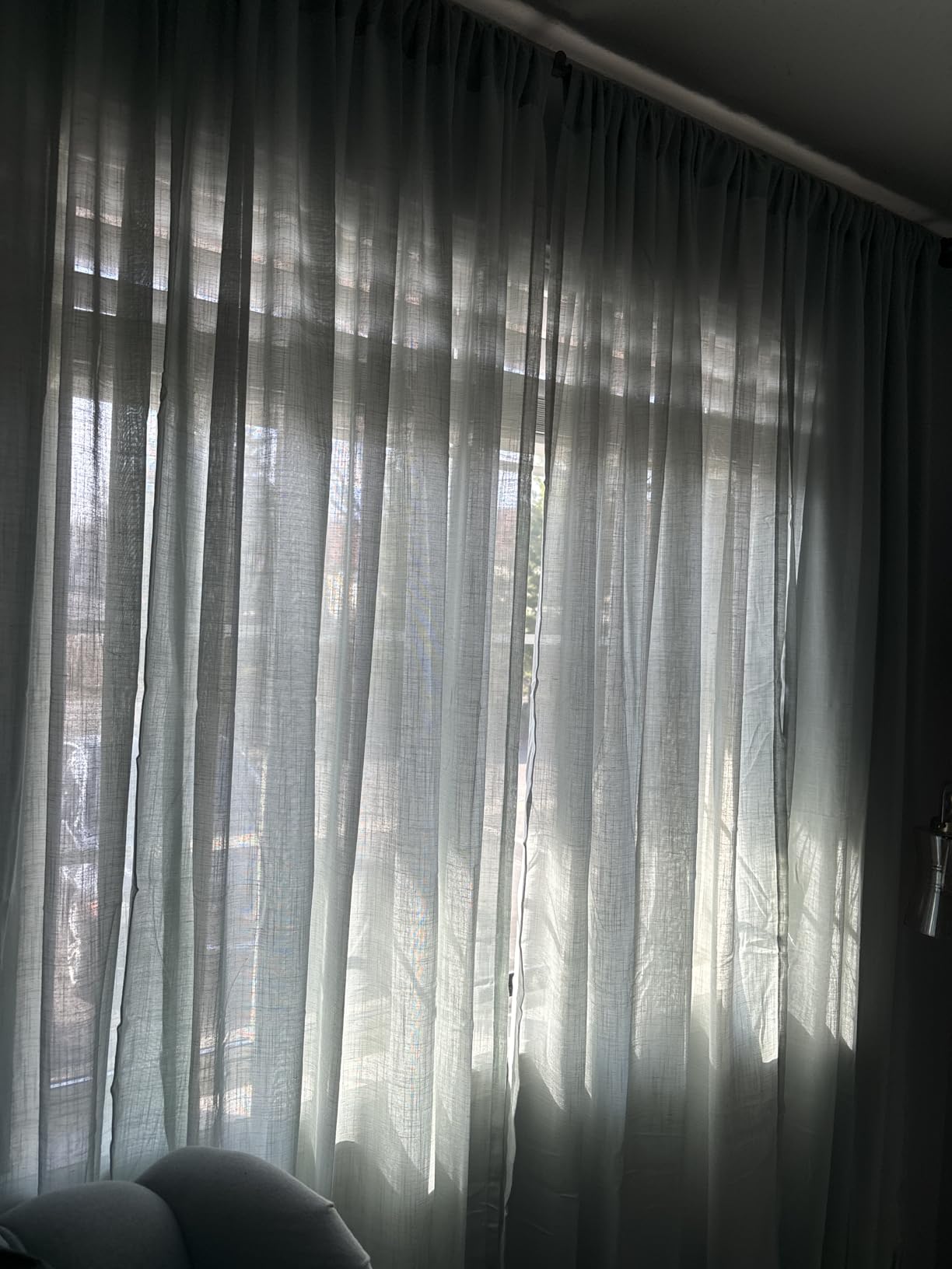 BGment Linen Kitchen Window Curtains Over Sink - 36 Inch Length Cafe Drapes Semi Sheer with Rod Pocket Light Filtering for Bathroom Small Window, Beige, 2 Panels, Each Panel 30 Inch Wide customer photo 2