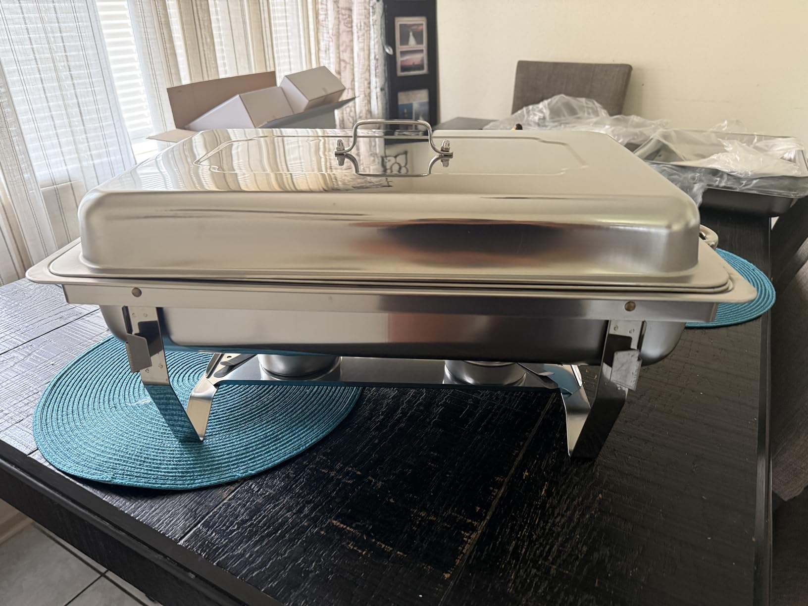 Chafing Dishes for Buffet 5 Pack, 9 QT Full Pan Stainless Steel Chafing Dish Buffet Set Sturdy and High Grade Chafers and Buffet Warmers Sets for Any Party with Complete Set customer photo 1