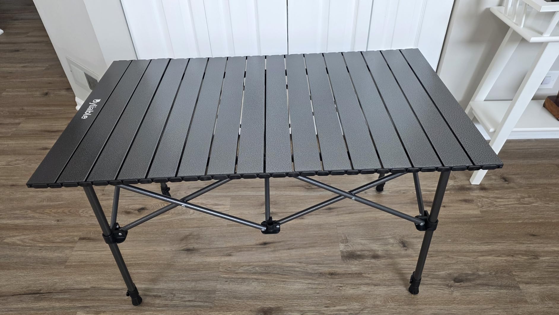 Byliable Camping Table Folding Portable Camp Aluminum Fold Up Lightweight Roll Up Table Adjustable Height with Carry Bag Indoor Outdoor for Camping, Picnic, Backyard, BBQ, Patio, Black customer photo 2