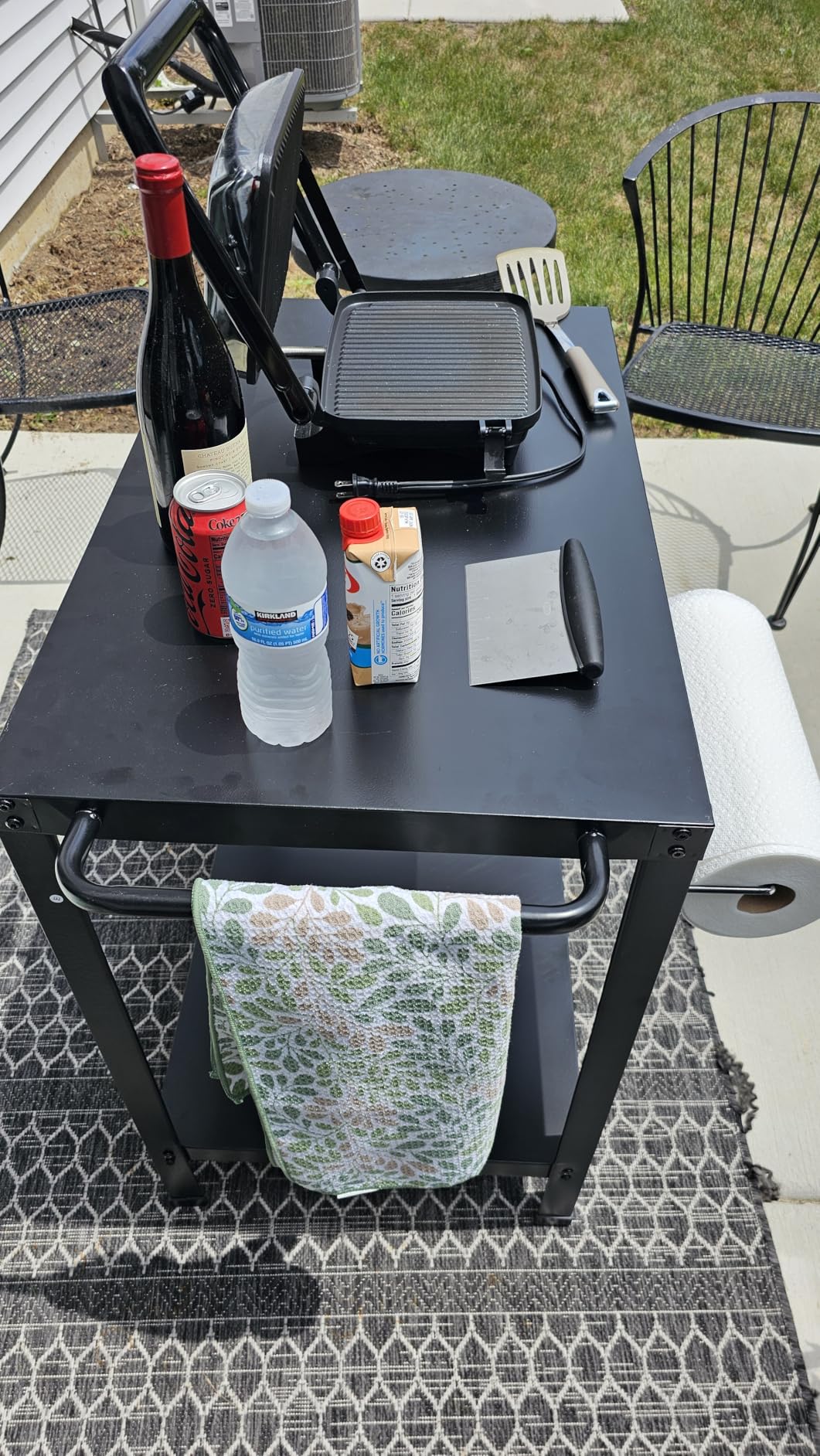 32x20IN Double-Shelves Grill Table, Outdoor Grill Cart for Blackstone Griddle, Movable Pizza Oven Table Cart for Outside Patio, Kitchen Cooking Food Prep Table for Party customer photo 2