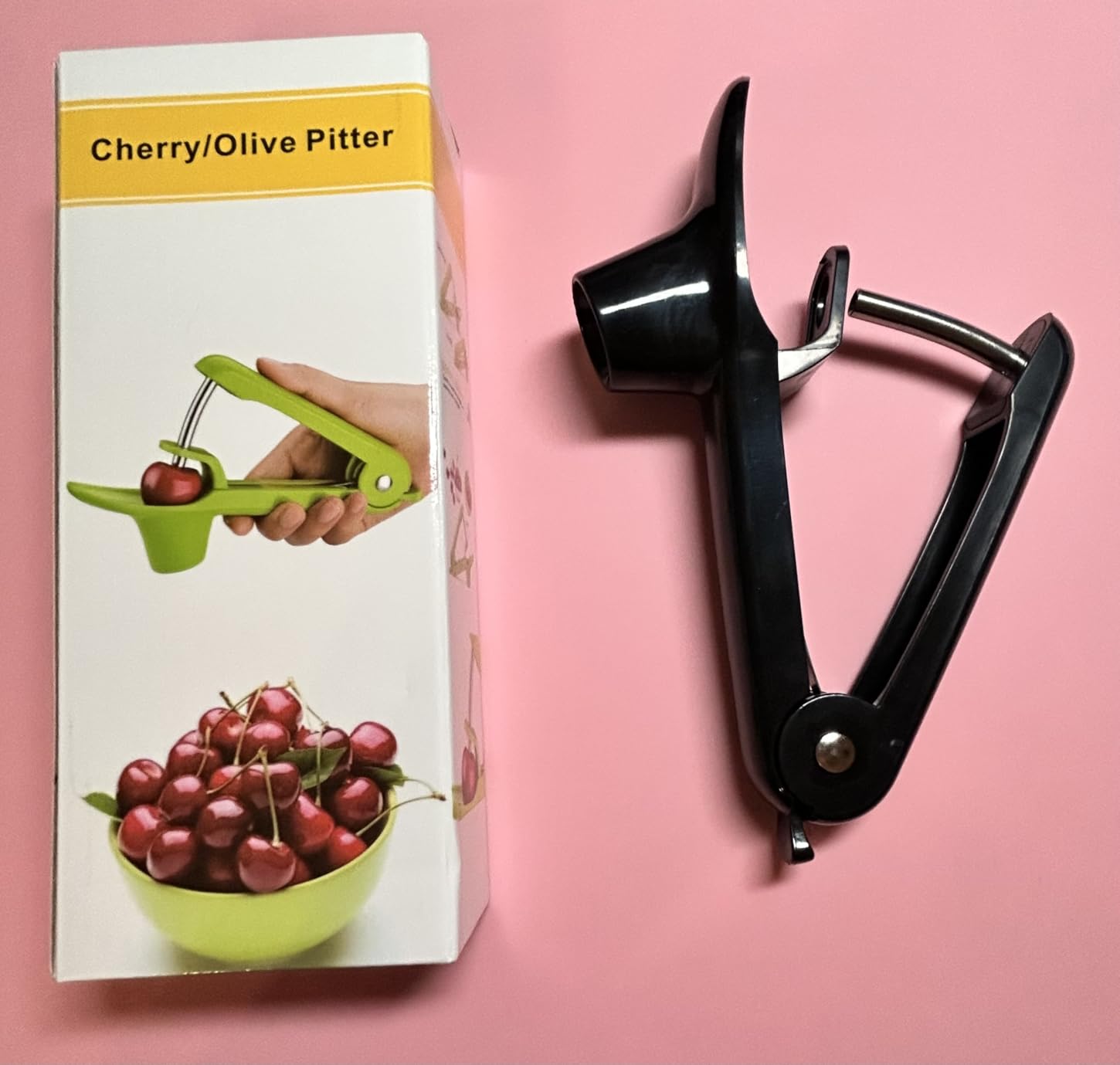 Cherry Pitter, Cherry Pit Remover Tool Cherries Corer Pitter with Hand-held Push, Olive Seed remover stones with lock design, Durable Cherries seed Corer for Cherry Jam -Black customer photo 1