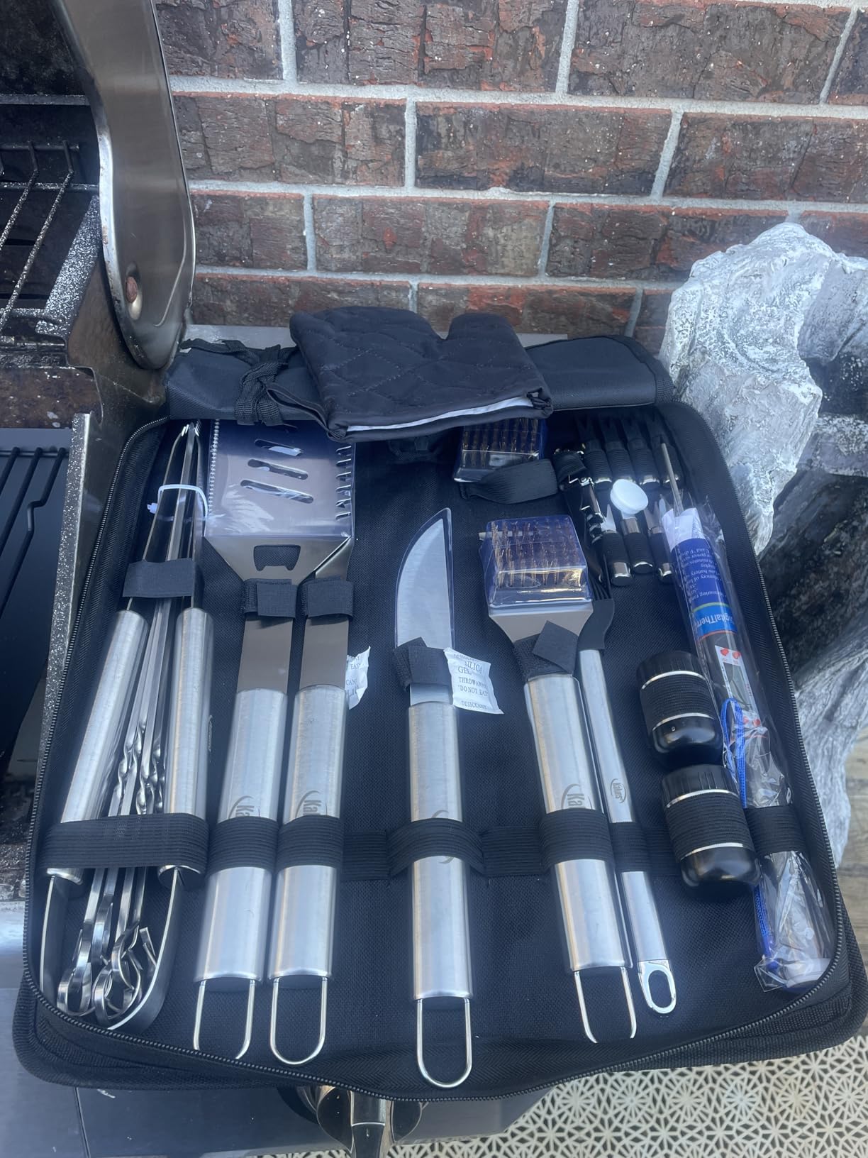 Kaluns Grilling Accessories, Dad Gifts for Fathers Day, Heavy Duty Stainless Steel Grill Set BBQ Grill Accessories for Outdoor Grill with Meat Thermometer, Case and Apron customer photo 1