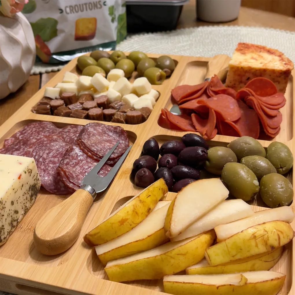 Charcuterie Board with Lid - Reversible, 2-in-1 Travel Portable Cheese Board for Picnics & Entertaining - Housewarming Gift Set Idea - Covered Snack Serving Tray - Large Food Platter customer photo 1