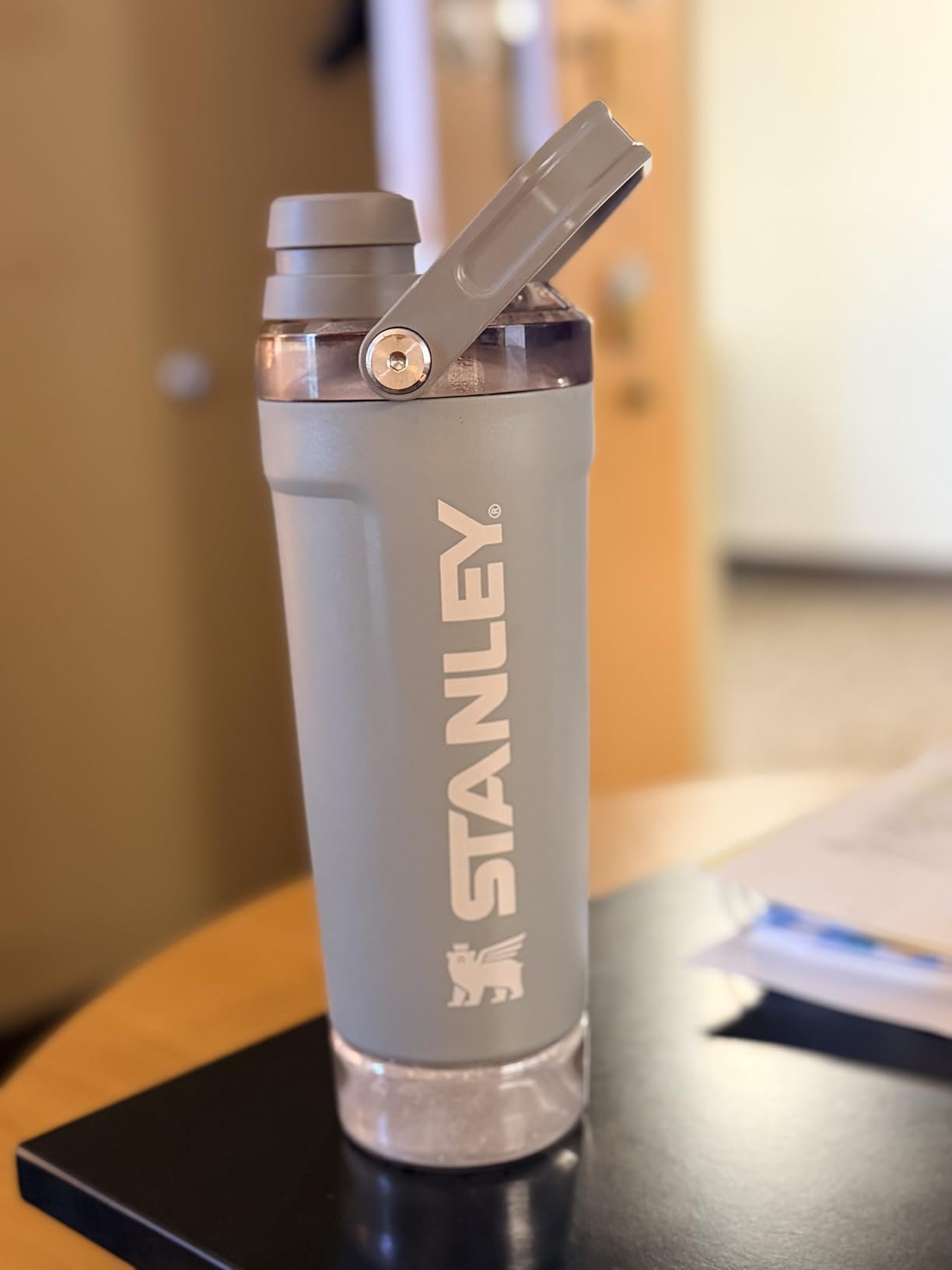 STANLEY Vitalize Shaker Bottle 20 oz | Leakproof Insulated Stainless Steel Shaker Cup | Base Storage and Twist On Fast Flow Lid | Protein Shakes and Pre Workout Powder | BPA-Free | Chalk customer photo 1