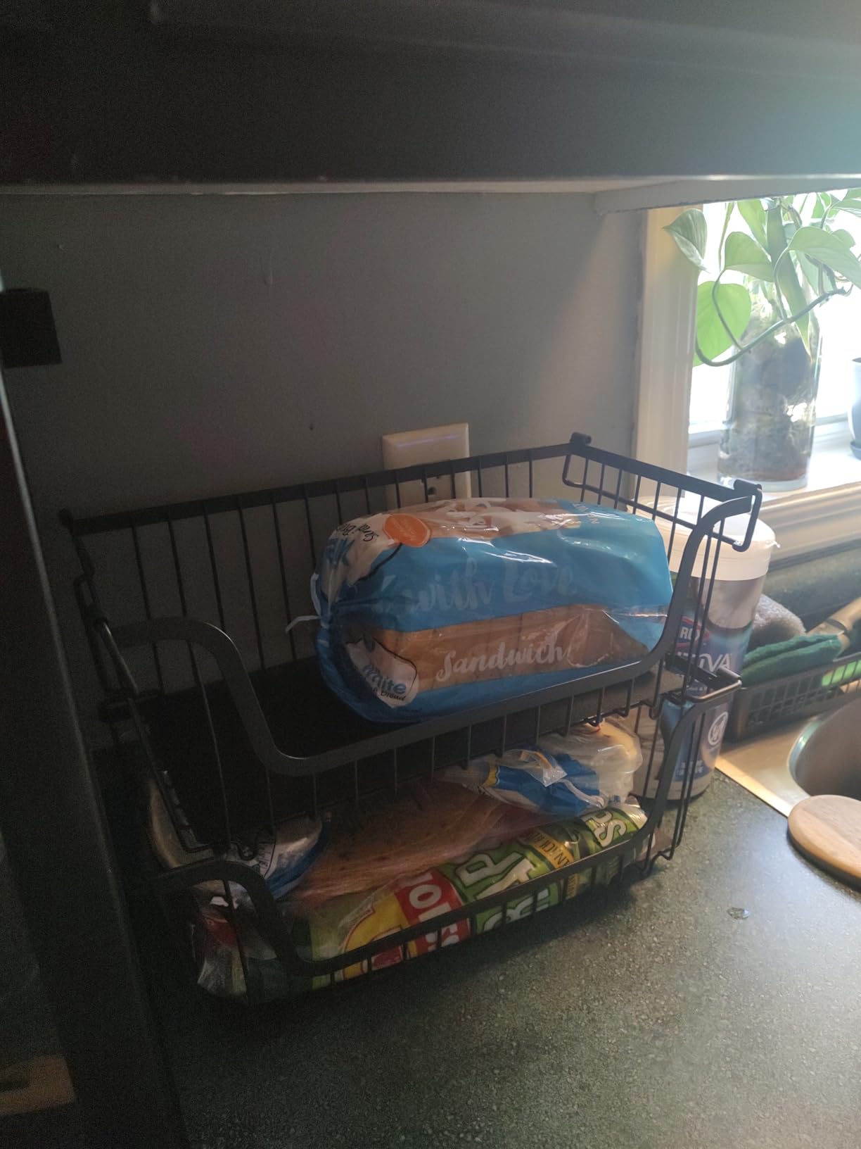 GAOKASE 4 Pcs Stackable Wire Baskets for Pantry Organizers and Storage,Vegetable Fruit Basket for Countertop,Kitchen Storage Metal Baskets,Produce Potato Onion Storage Bin,Black customer photo 1