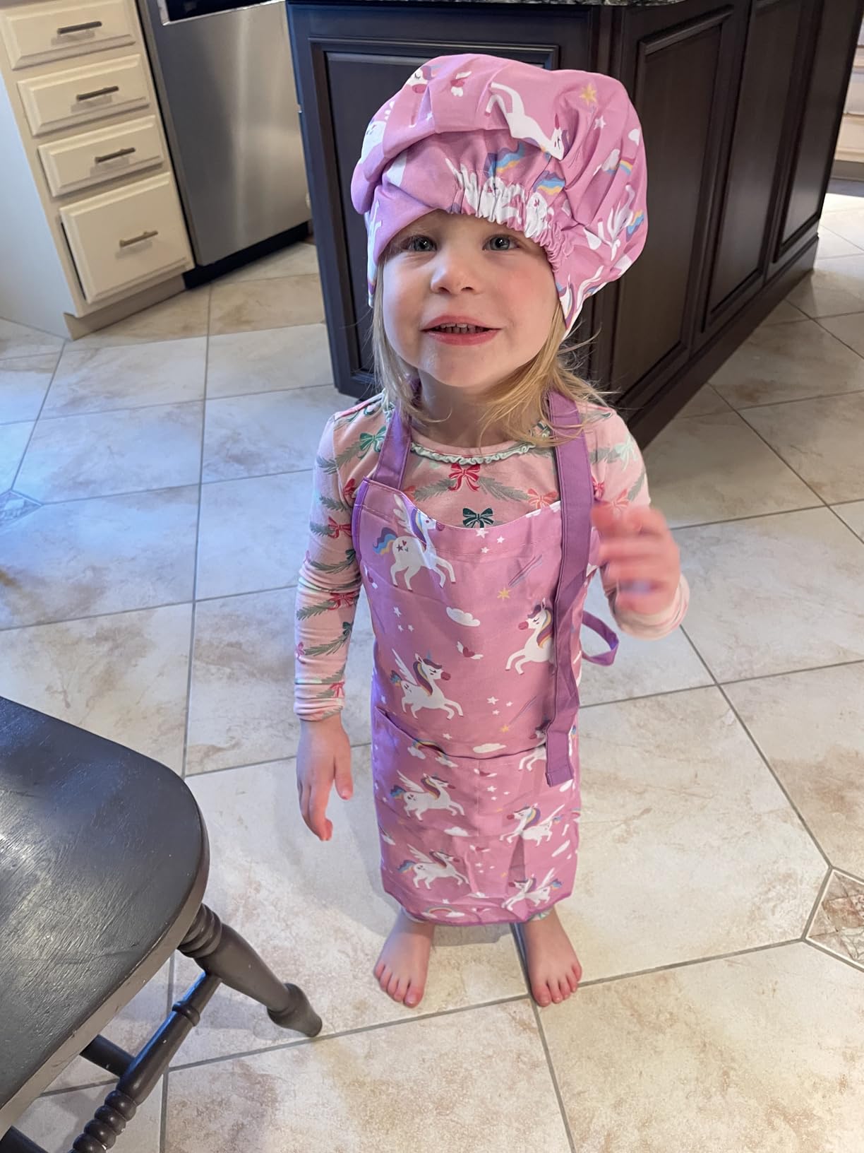 SANDJEST Kids Apron with Chefs Hat Set, Kitchen Apron Gifts customer photo 1