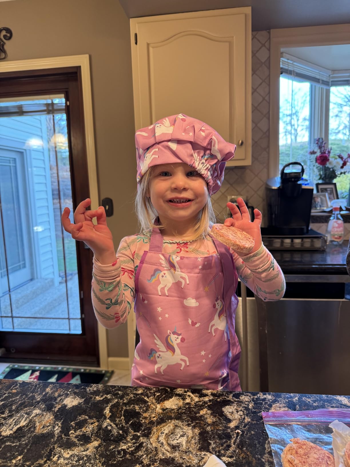 SANDJEST Kids Apron with Chefs Hat Set, Kitchen Apron Gifts customer photo 2