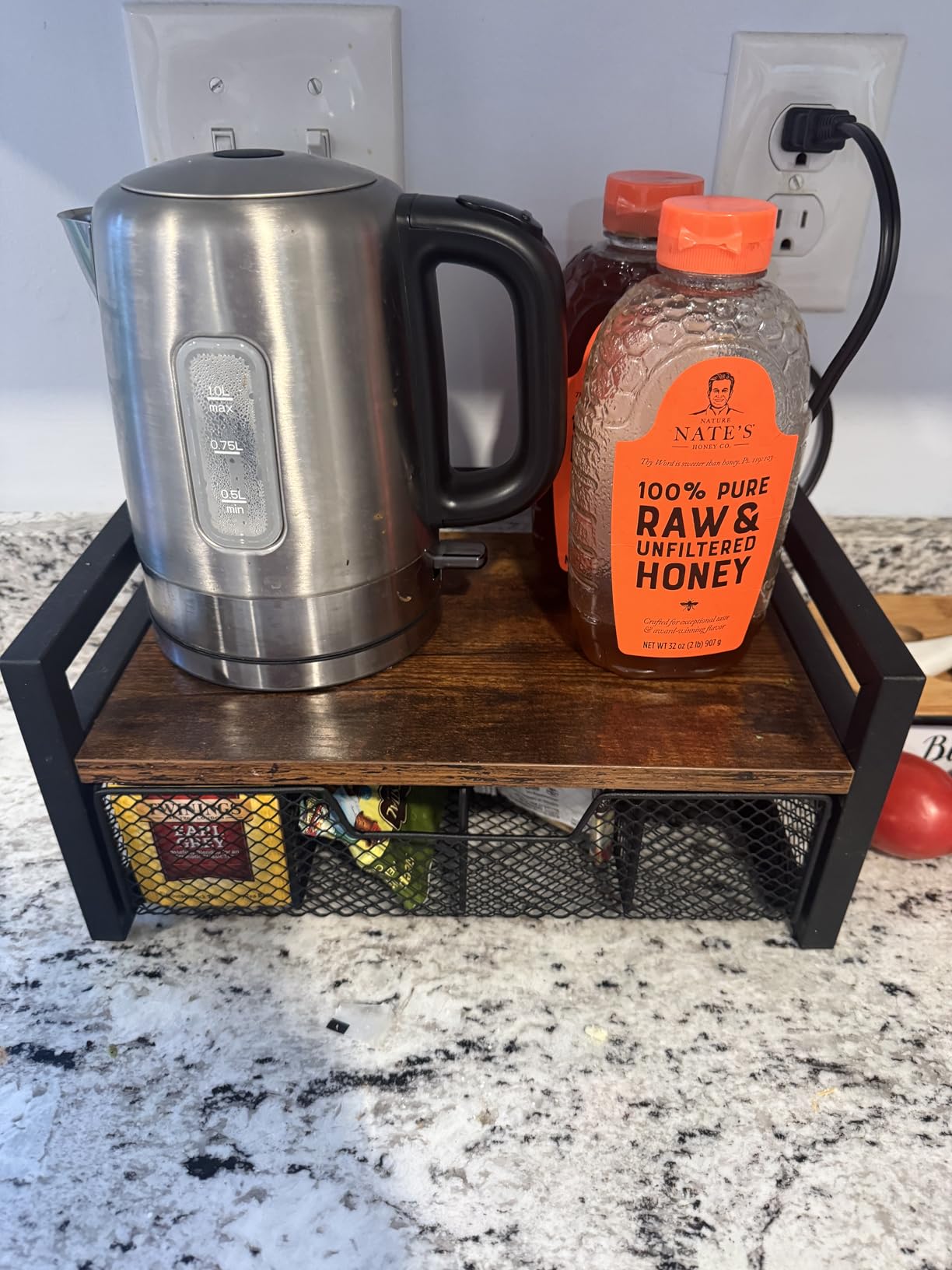 Homode Wood Tea Bag Organizer, Teabag Holder with Drawer, Tea Organizers and Storage Box, 8 Compartments Tea Caddy Station Chests Display Container for Counter Kitchen, Black customer photo 2